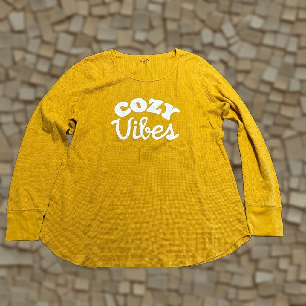 Old Navy Old Navy Shirt, Women's Size XXL Tall, Yellow, Long Sleeve, COZY VIBES Size XXL / US 16-18 / IT 52-54 - 1 Thumbnail