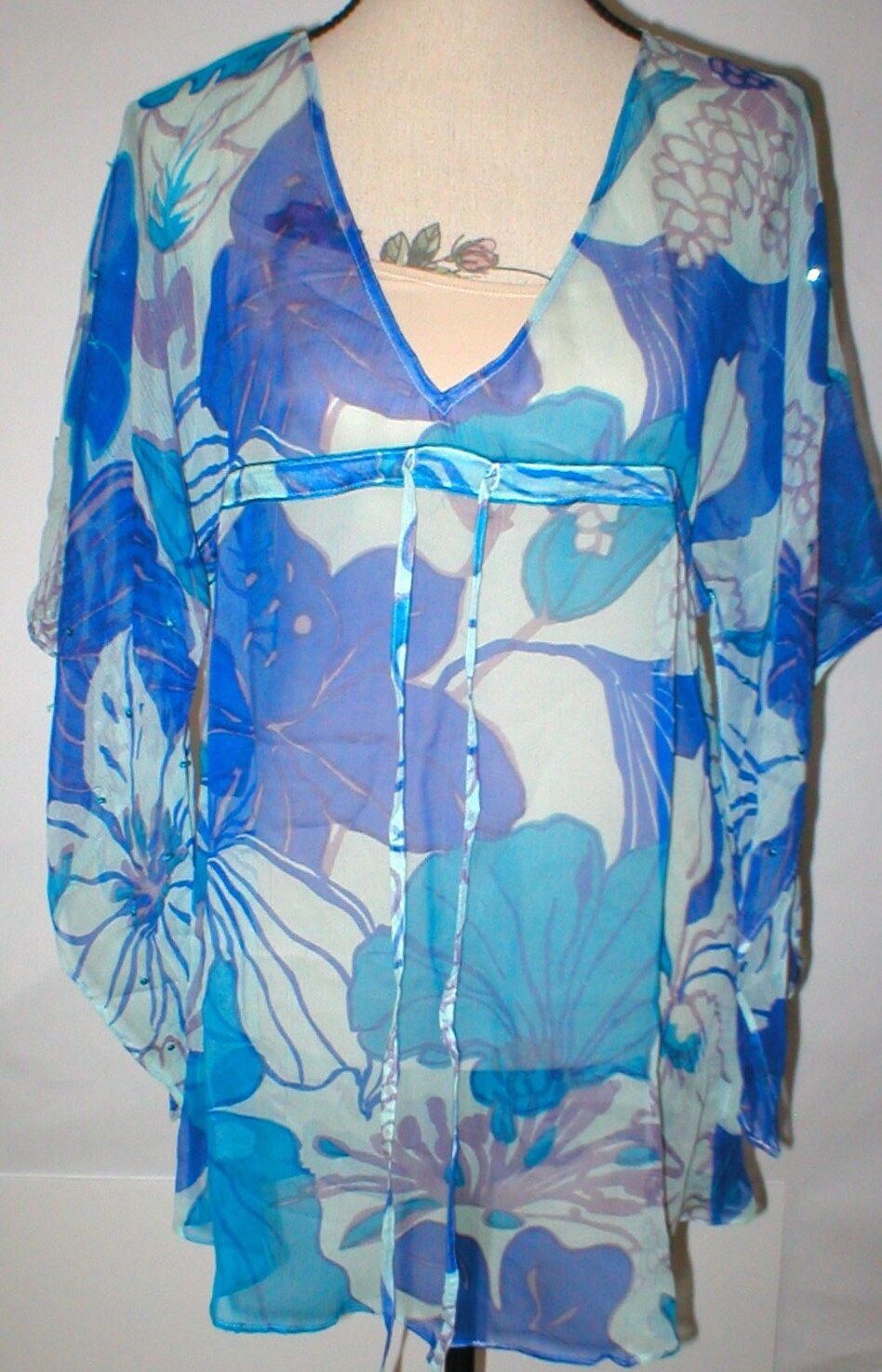 Antik Batik Silk Tunic Top Women Antik Batik M Blue Purple Swim Cover Up Size M / US 6-8 / IT 42-44 - 1 Thumbnail