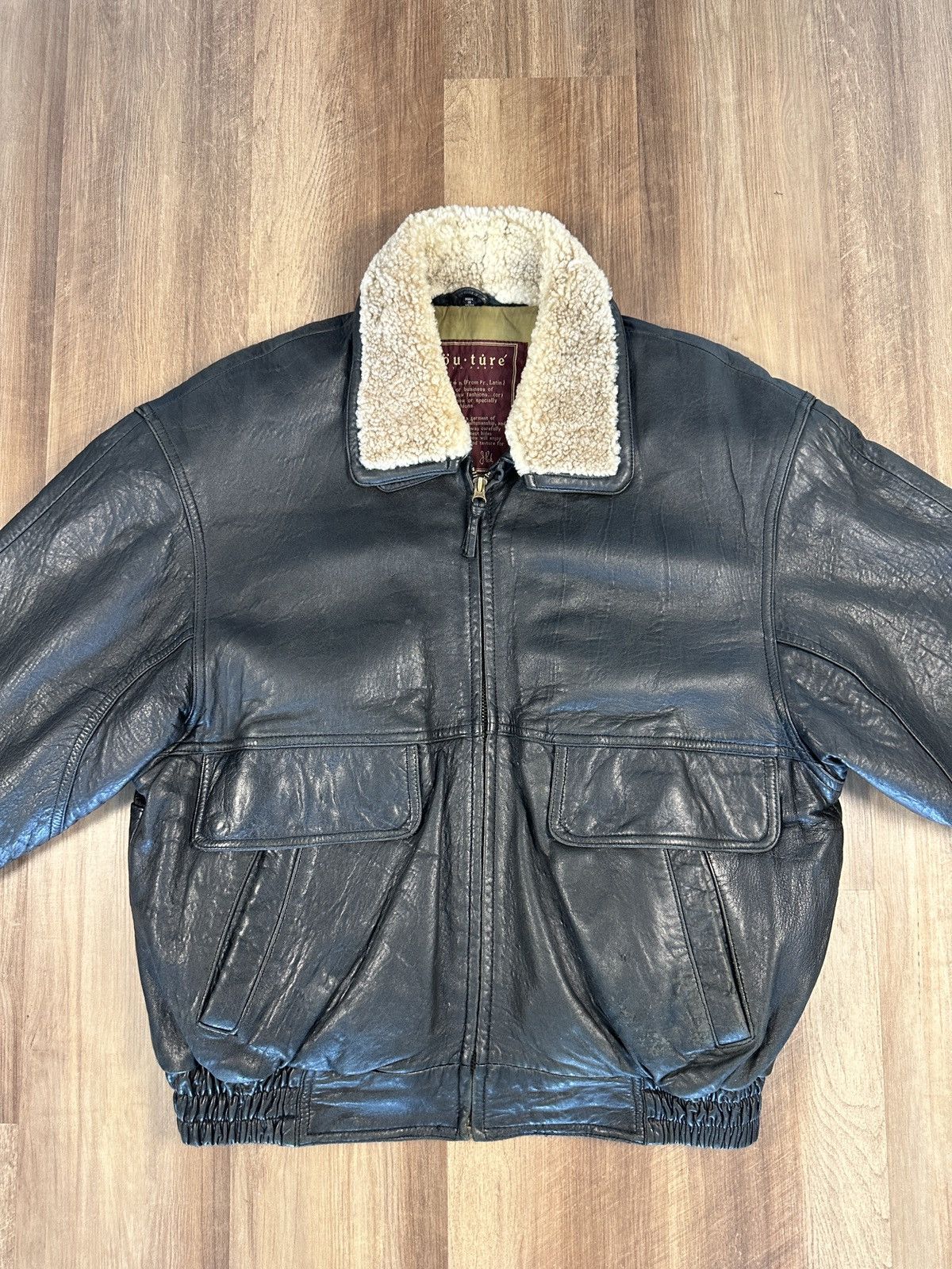 Vintage Couture by J. Park Bomber Jacket Men's L Black Fur Collar Size US L / EU 52-54 / 3 - 2 Thumbnail