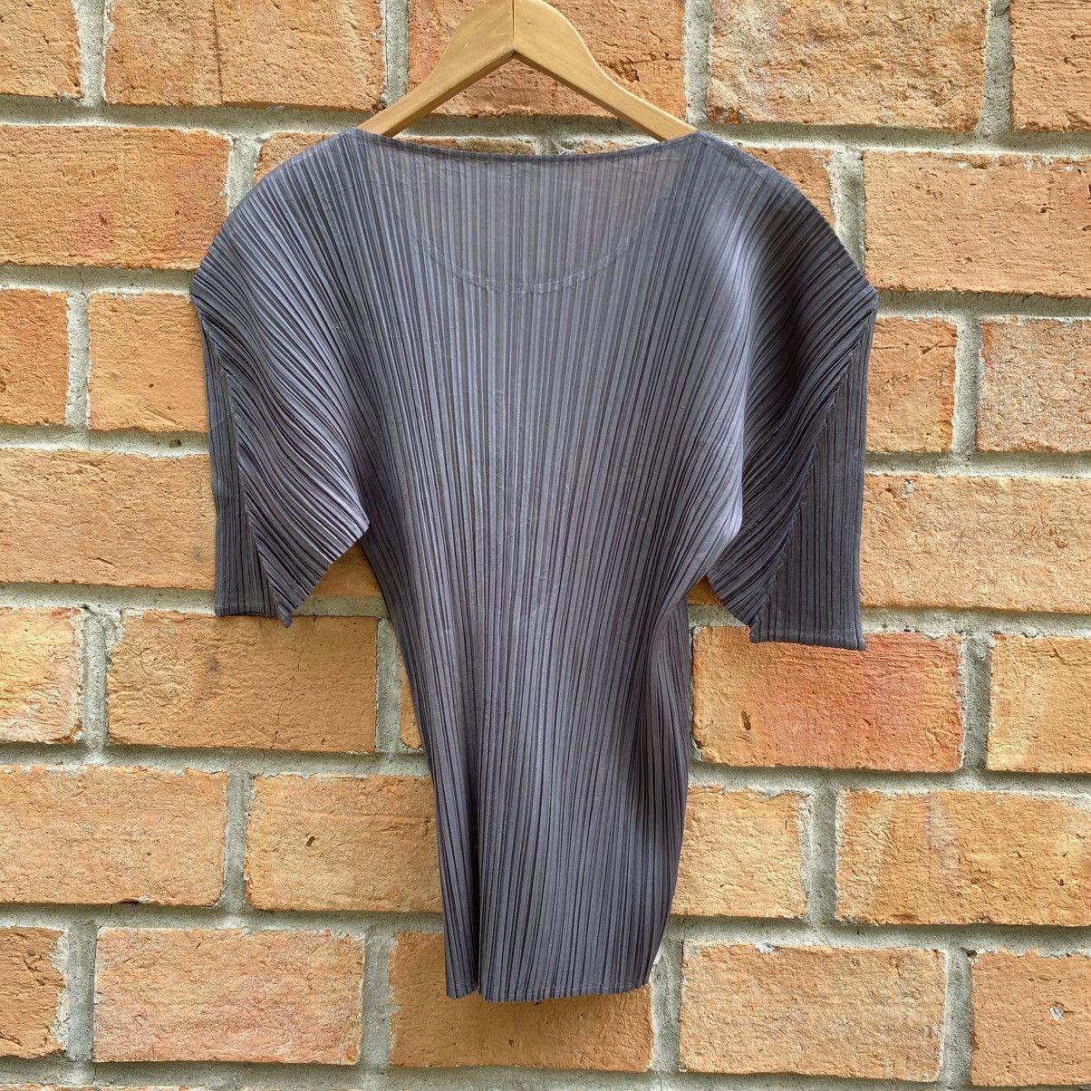 PLEATS PLEASE Charcoal Pleated Sculpted Top