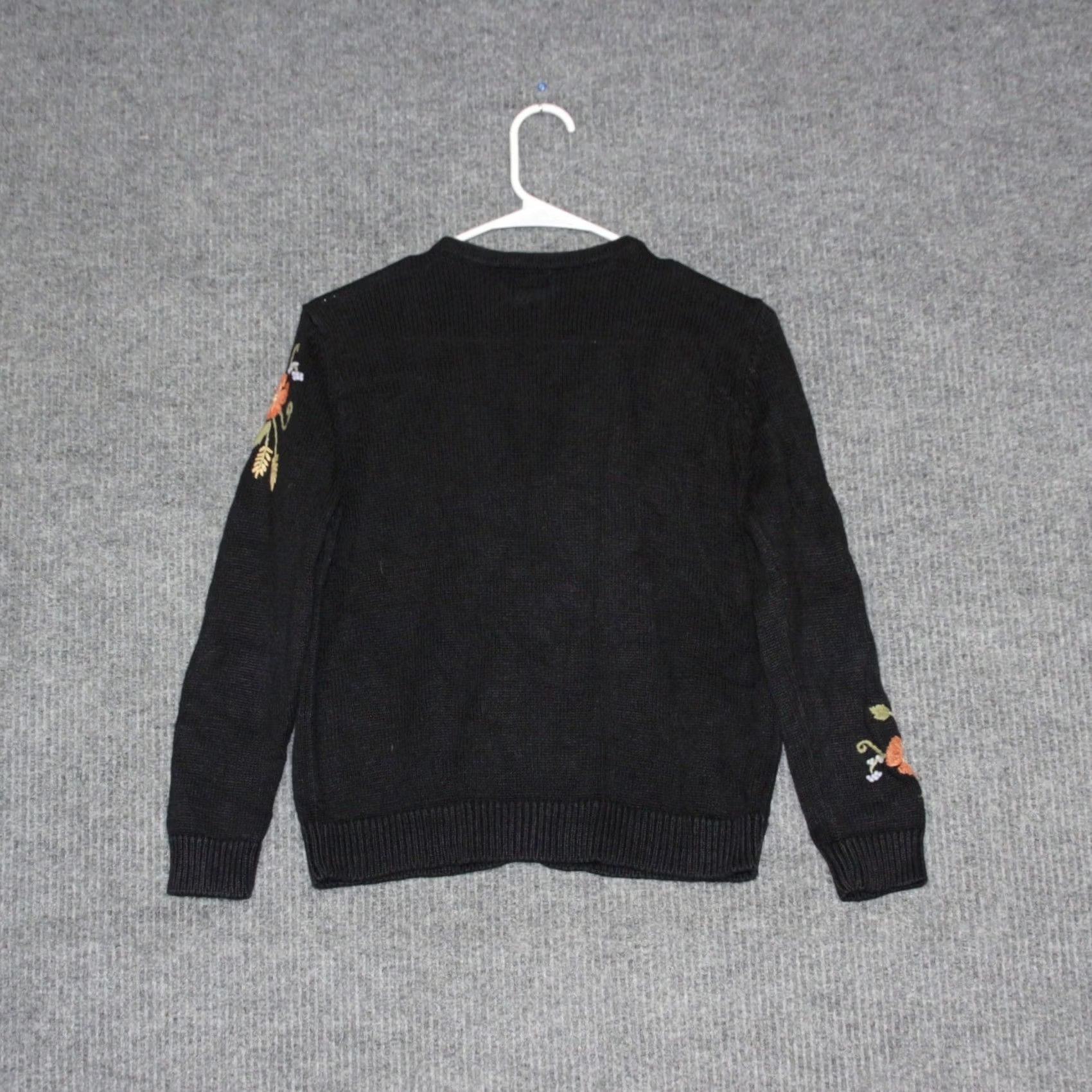 Vintage VINTAGE Classic Elements Cardigan Womens S Black Floral Knit Embroidered Button Front Cotton Ramie Sweater Size S / US 4 / IT 40 - 4 Thumbnail