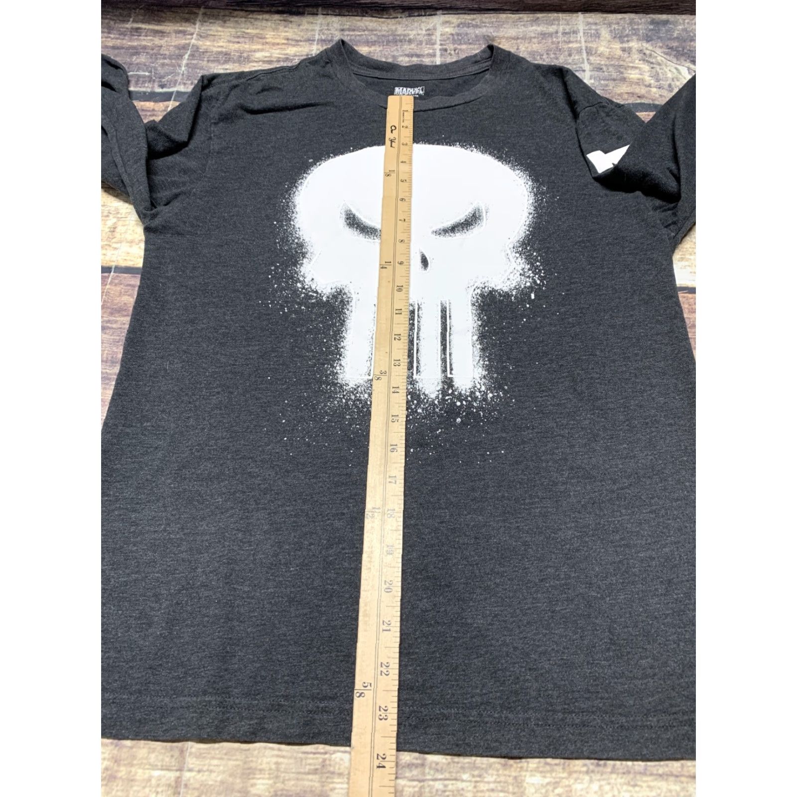 Vintage Marvel Punisher Men's Long Sleeve Tee Size M Crew Neck Dark Gray White Image Pattern Solid Logo Graphic Print Size US M / EU 48-50 / 2 - 6 Thumbnail