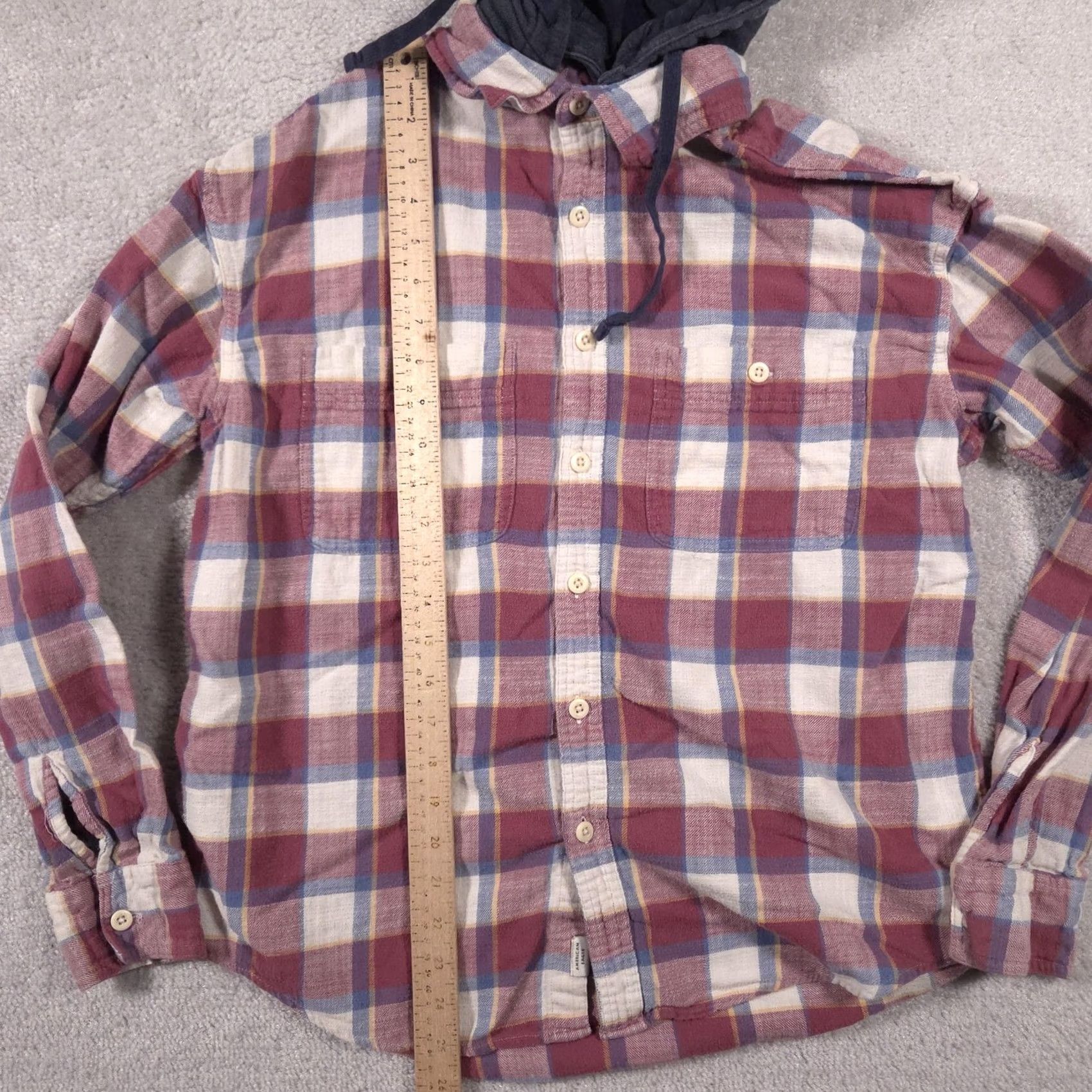 American Eagle Outfitters VINTAGE American Eagle Shirt Mens Medium Red Plaid Hooded Flannel Button Down Casual Size US M / EU 48-50 / 2 - 6 Thumbnail