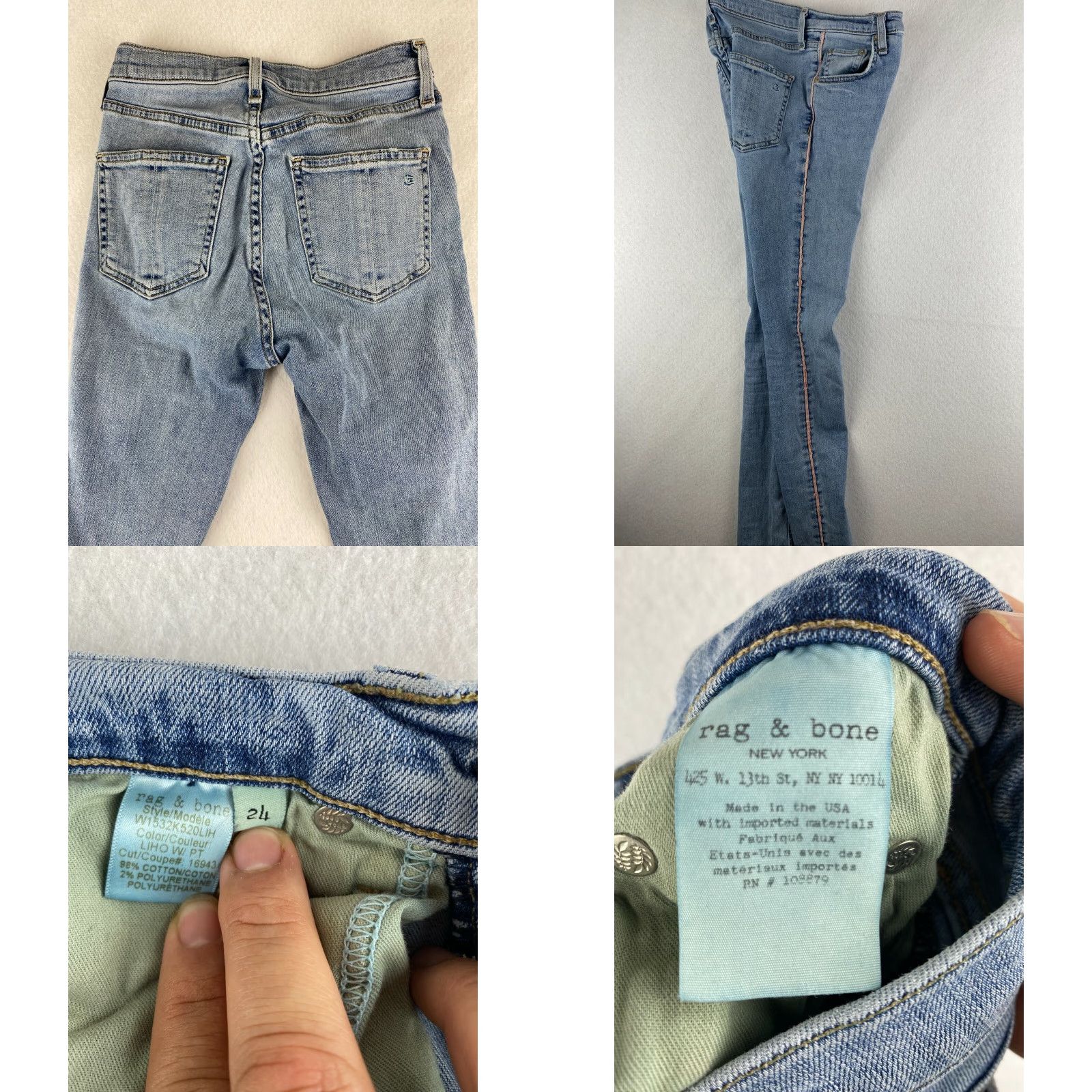 Rag & Bone Rag & Bone High Rise Skinny Jeans Womens 24 Blue Denim USA Made Distressed Jeans Women 24 Blue Distressed Denim Modern 90s Mens? Size 42" / US 20 - 8 Thumbnail