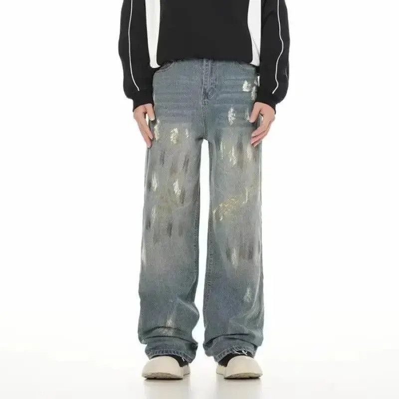 Japanese Brand Retro loose high street splashed graffiti jeans Size US 32 / EU 48 - 6 Thumbnail