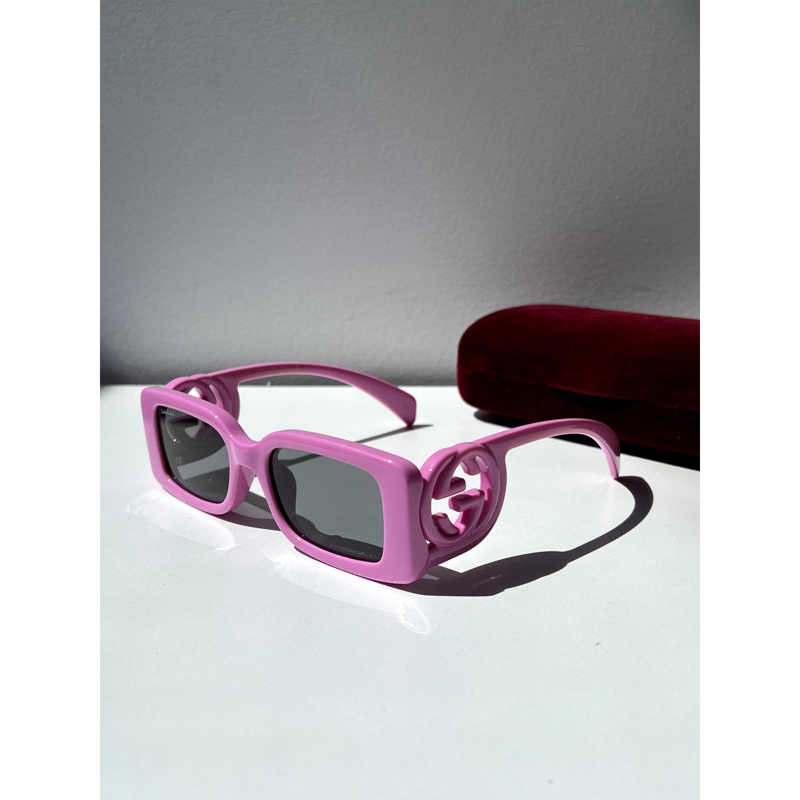 Gucci NEW Gucci GG1325S Slim Pink Logo Sunglasses Size ONE SIZE - 3 Thumbnail