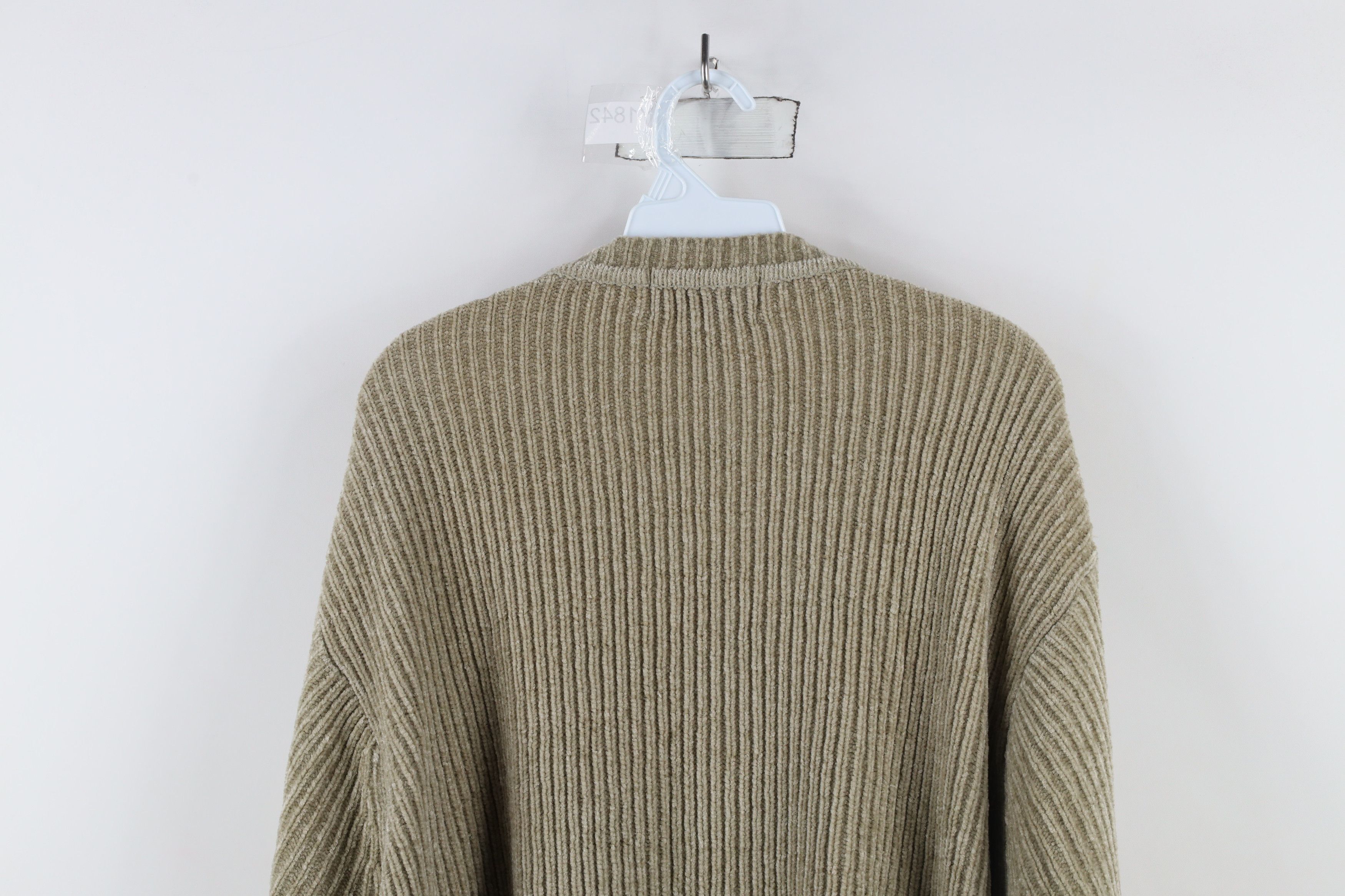 Vintage Vintage 90s Streetwear Fleece Ribbed Knit Sweater Beige Size US XL / EU 56 / 4 - 10 Thumbnail