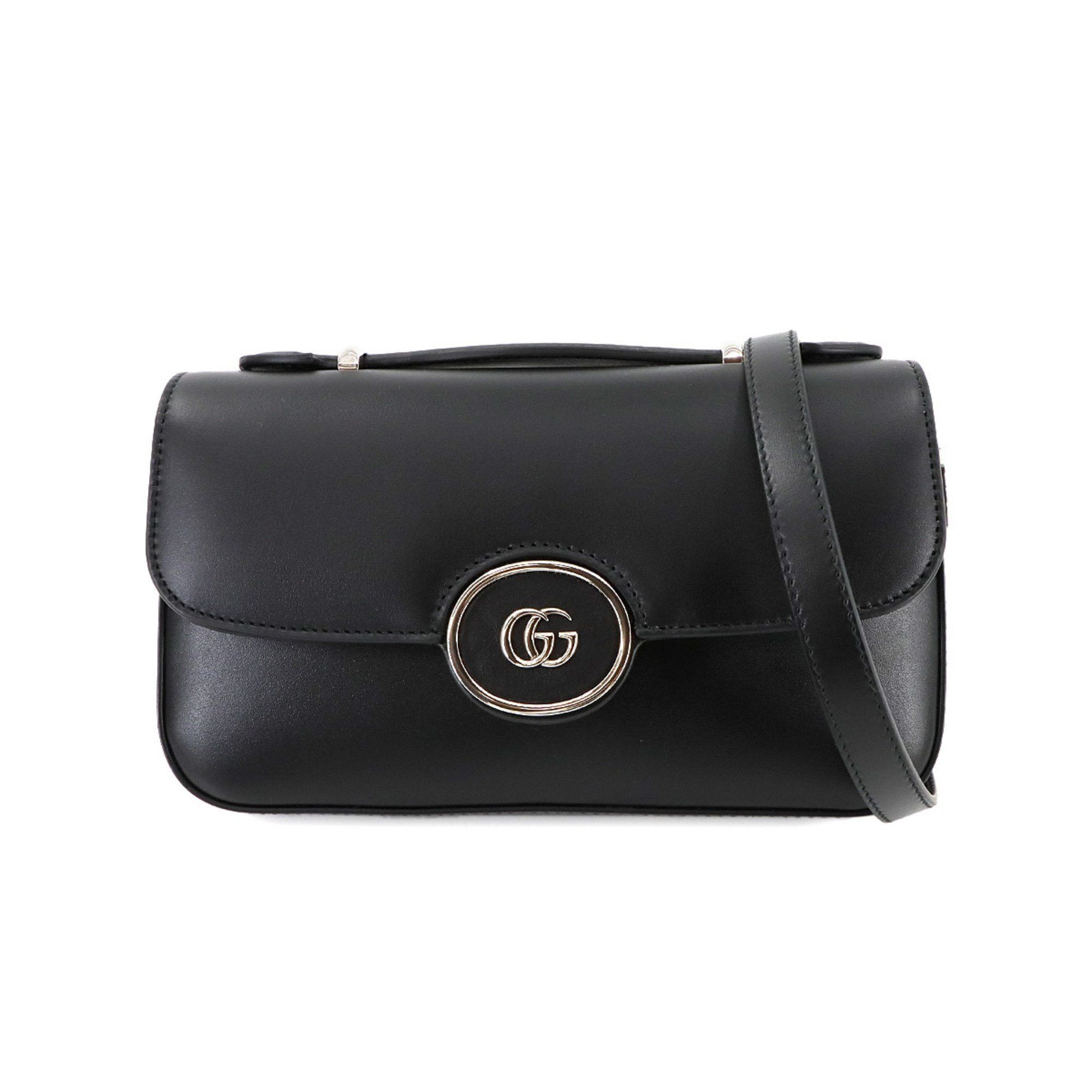 Gucci Petite GG Mini 2Way Hand Shoulder Bag Leather Black 739722, Women's