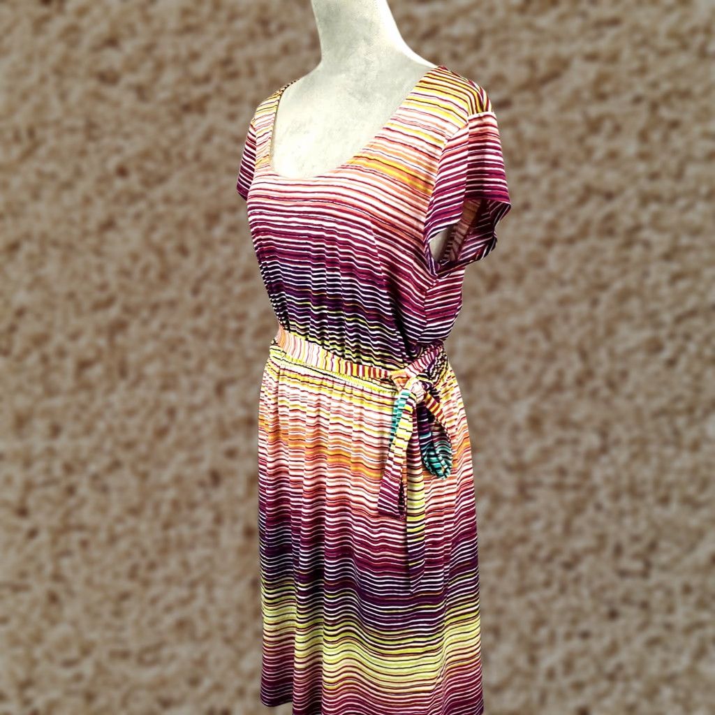 Rainbow Womens Dress Striped Belted Midi Stretchy Pockets Multicolored Rainbow Size 12 Fynn And Rose Shirt? Size XL / US 12-14 / IT 48-50 - 1 Thumbnail