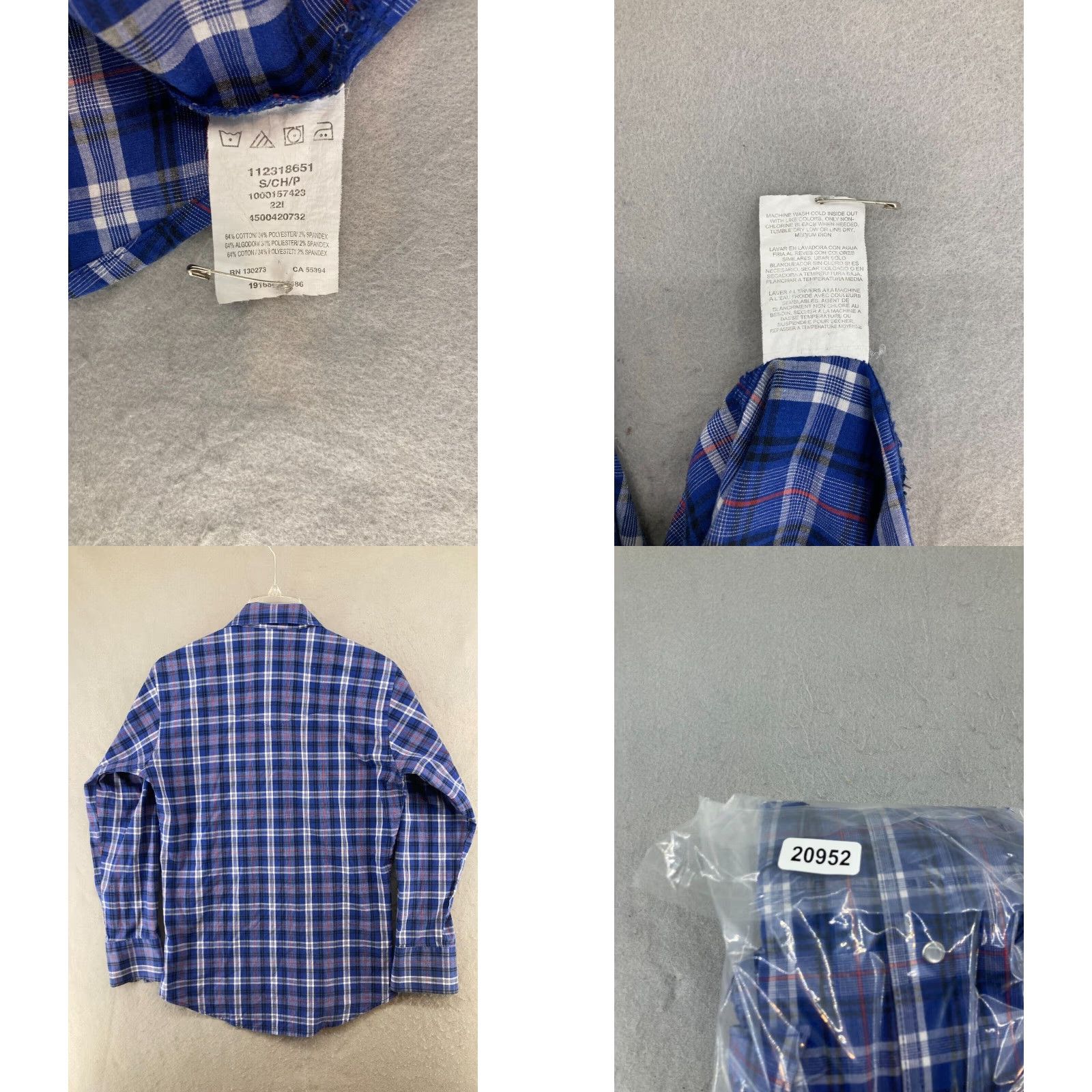 Wrangler Wrangler Western Plaid Button-Up Shirt Mens Small Blue Size US S / EU 44-46 / 1 - 8 Thumbnail