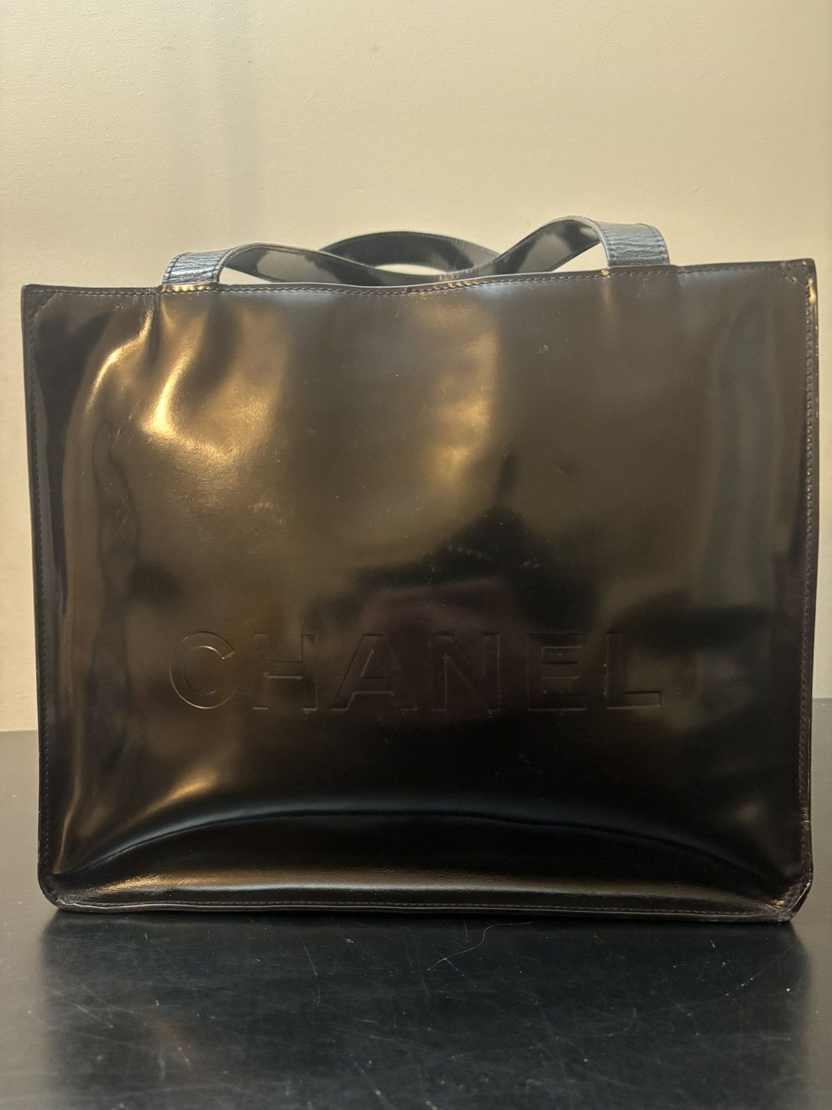 Chanel Chanel CC Logo Coco Patent Leather Shopper Tote Black Size ONE SIZE - 5 Thumbnail