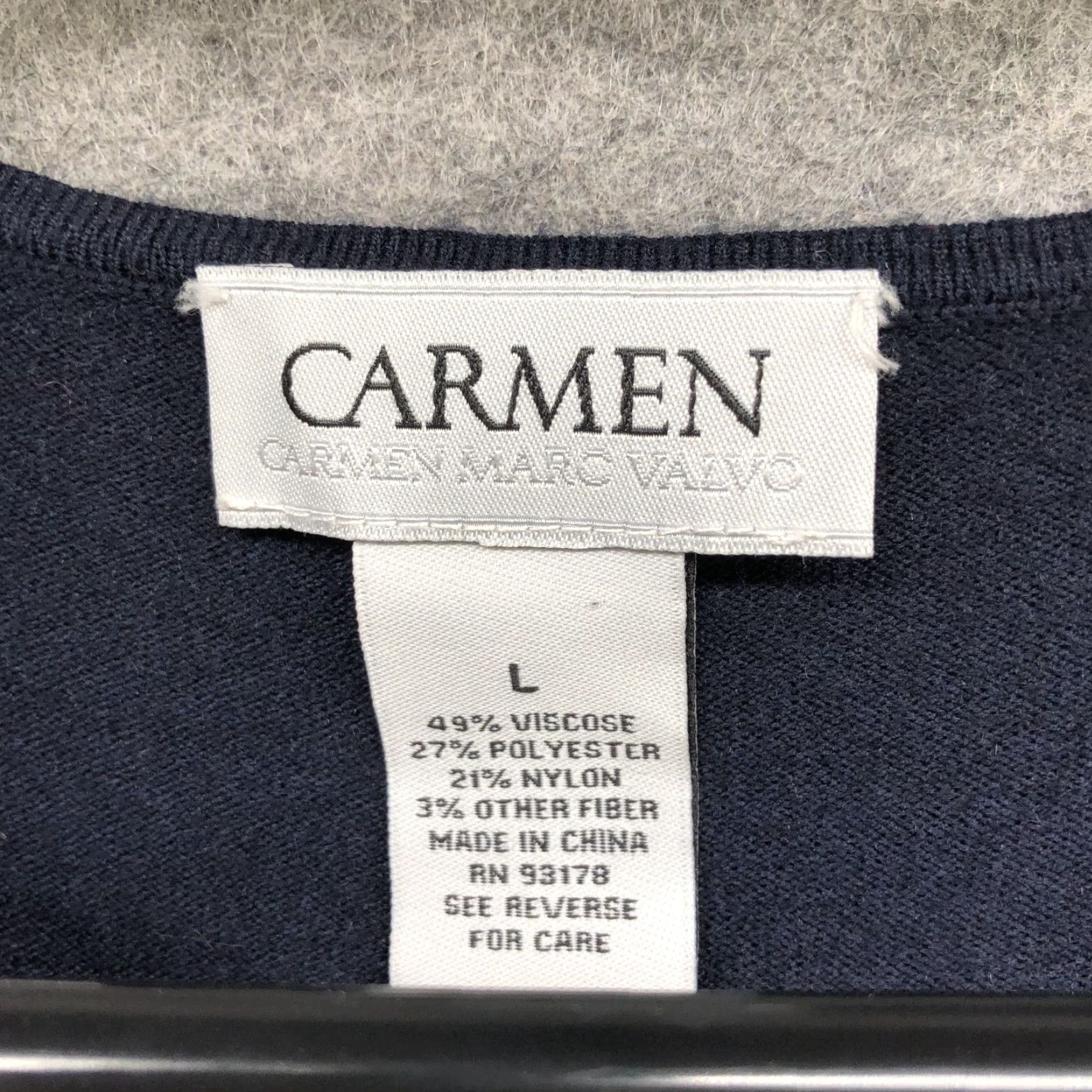 Vintage Carmen Marc Valvo Short Sleeve Sweater Dress Womens L Dark Blue A-Line Pleated Dress Size L / US 10 / IT 46 - 5 Thumbnail