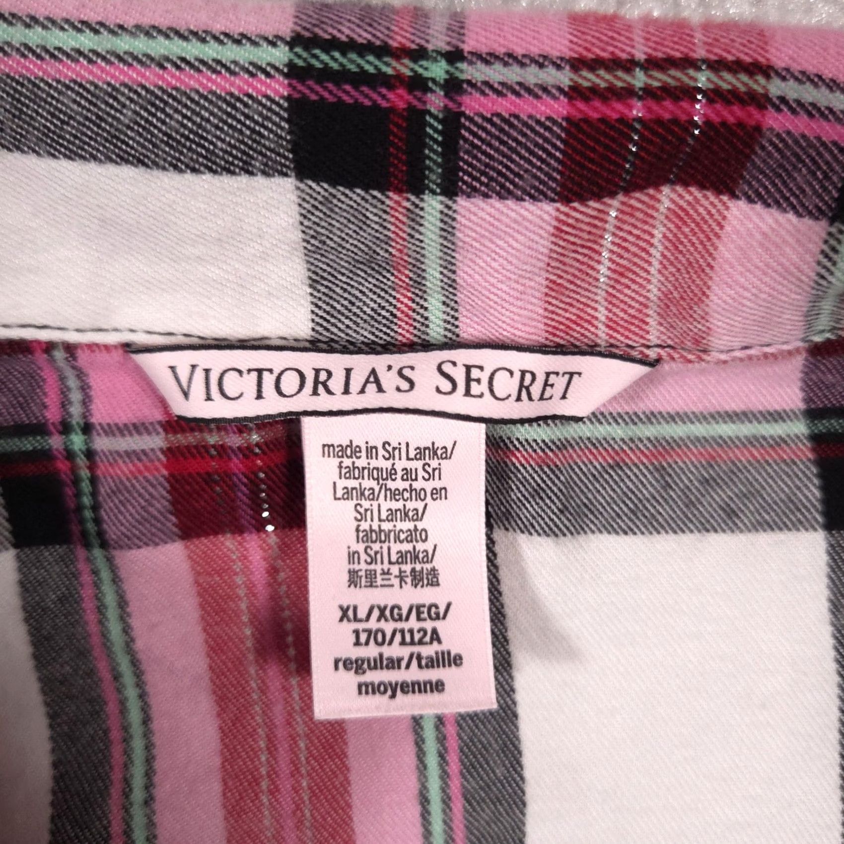 Victoria's Secret Victoria's Secret Shirt Womens XL Pink Plaid Cropped Button Front Pajama Top Size XL / US 12-14 / IT 48-50 - 5 Thumbnail