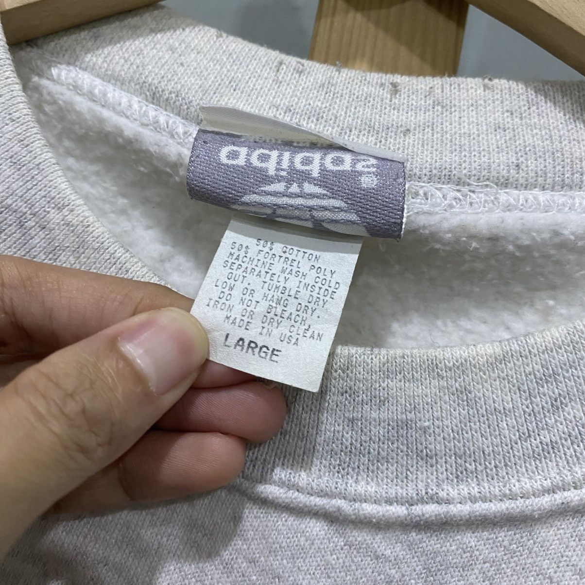 Adidas Vintage Adidas Trefoil Big Logo Heather Grey Sweatshirt Size US L / EU 52-54 / 3 - 12 Thumbnail