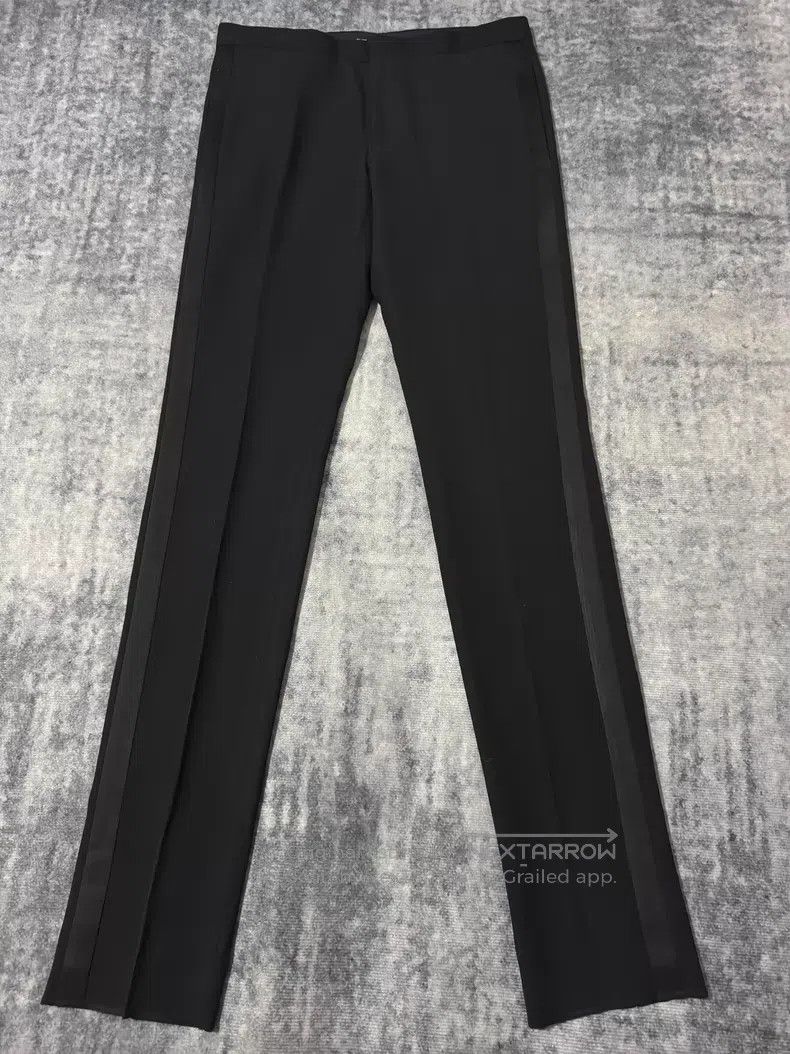 Saint Laurent Paris Saint Laurent Paris Black Samurai Satin Wool Smoking Pants Size US 30 / EU 46 - 1 Thumbnail