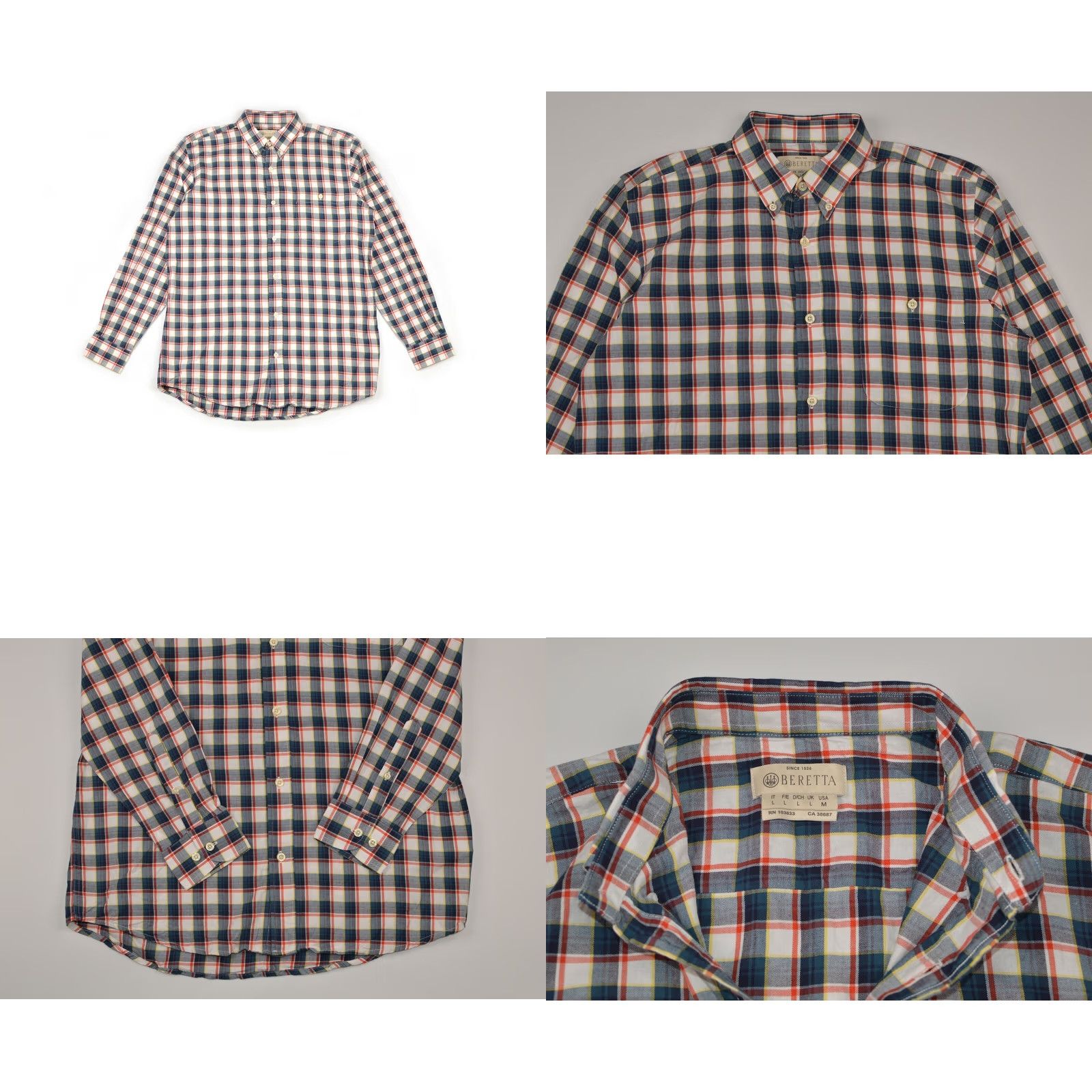 Vintage Beretta Plaid Check Long Sleeve Cotton Button Shirt L Men Size US L / EU 52-54 / 3 - 8 Thumbnail
