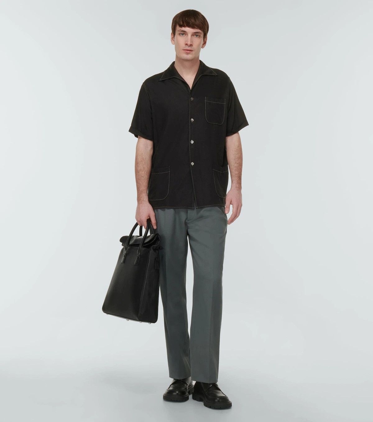 Maison Margiela o1w1db11225 Short-sleeve Tweed Shirt in Black Size US XL / EU 56 / 4 - 2 Thumbnail