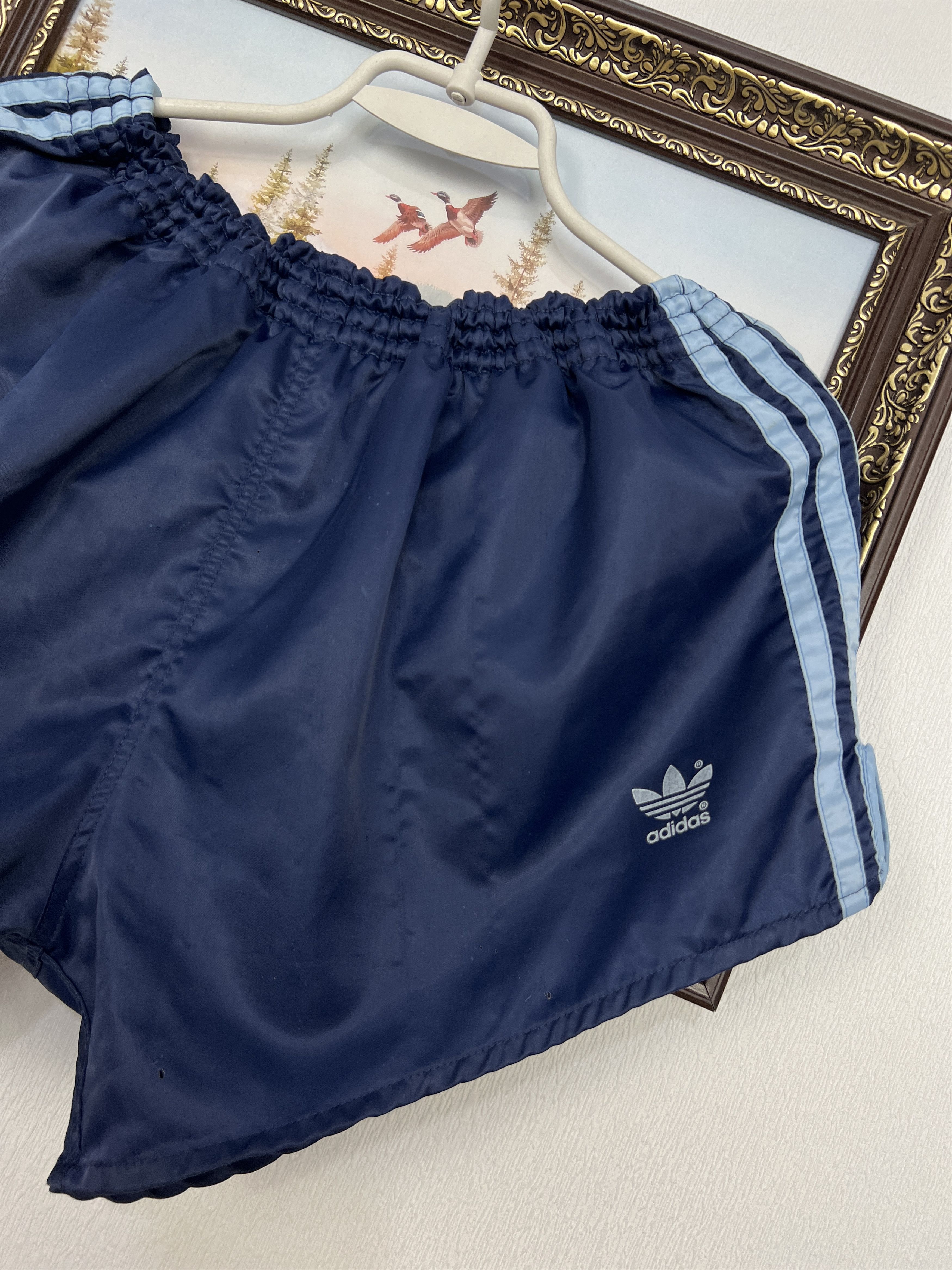 Adidas Vintage 90's Adidas West Germany Blue Nylon Shorts Size US 32 / EU 48 - 2 Thumbnail