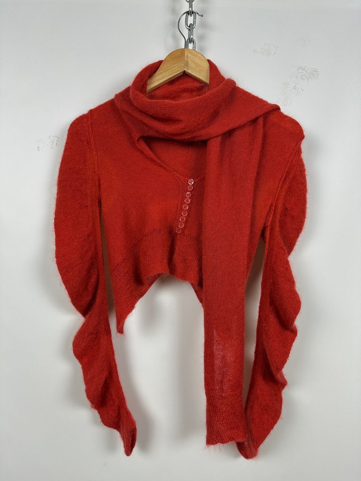Marithe + Francois Girbaud Vintage Marithe Francois Girbaud Mohair Knit Scarf Sweater Size S / US 4 / IT 40 - 2 Thumbnail