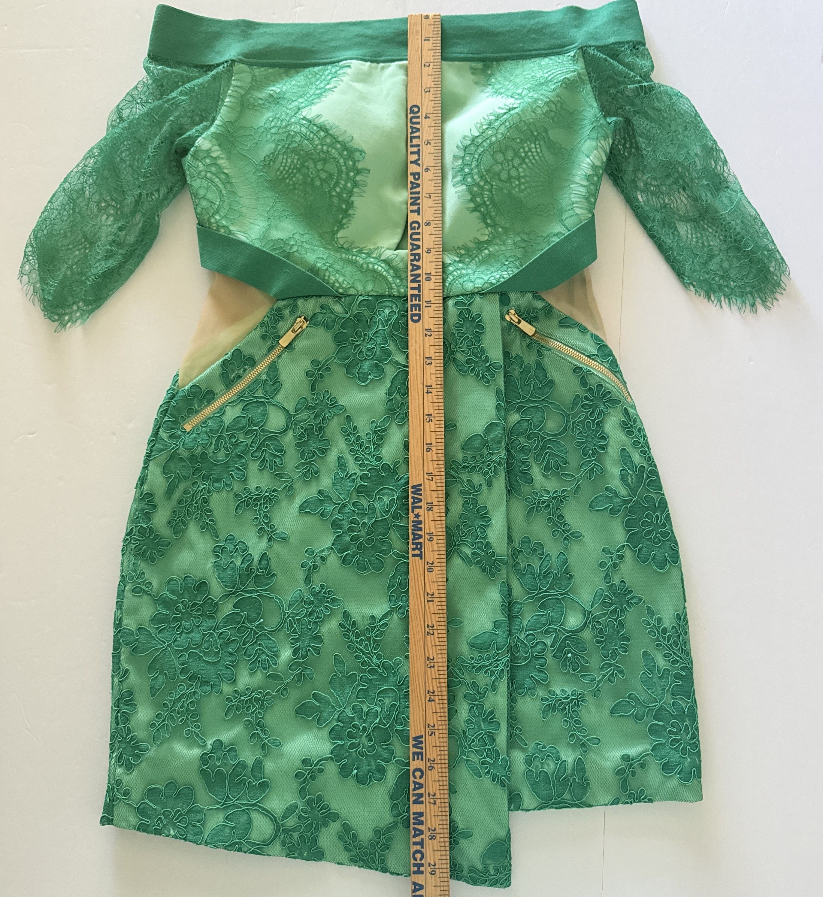 Other Three Floor Lace Is More Dress Jungle Celadon Exposed Zip Size M / US 6-8 / IT 42-44 - 8 Thumbnail