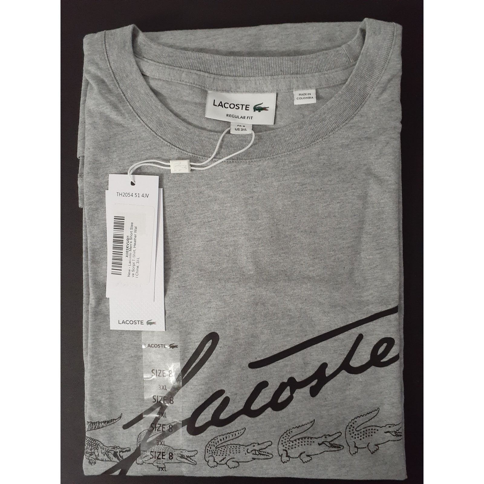 Lacoste Lacoste Men's Short Sleeve Script T-Shirt Heather 3XL Size US XXL / EU 58 / 5 - 2 Thumbnail