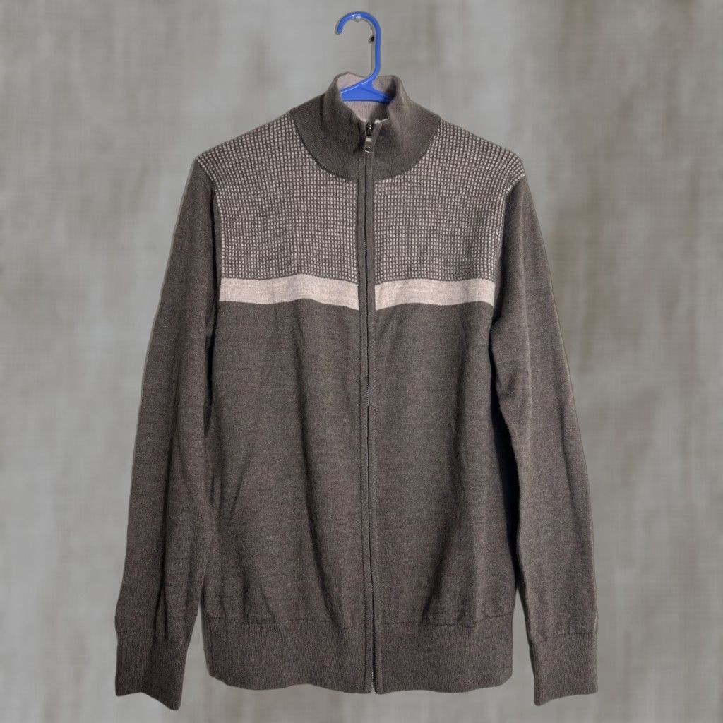 Banana Republic Banana Republic Sweater Men Full Zip Knit Wool Acrylic Blend Mock Neck Long Sleeve Brown M Regular Fall Winter 21” 27” Golf Walking Size US M / EU 48-50 / 2 - 1 Thumbnail