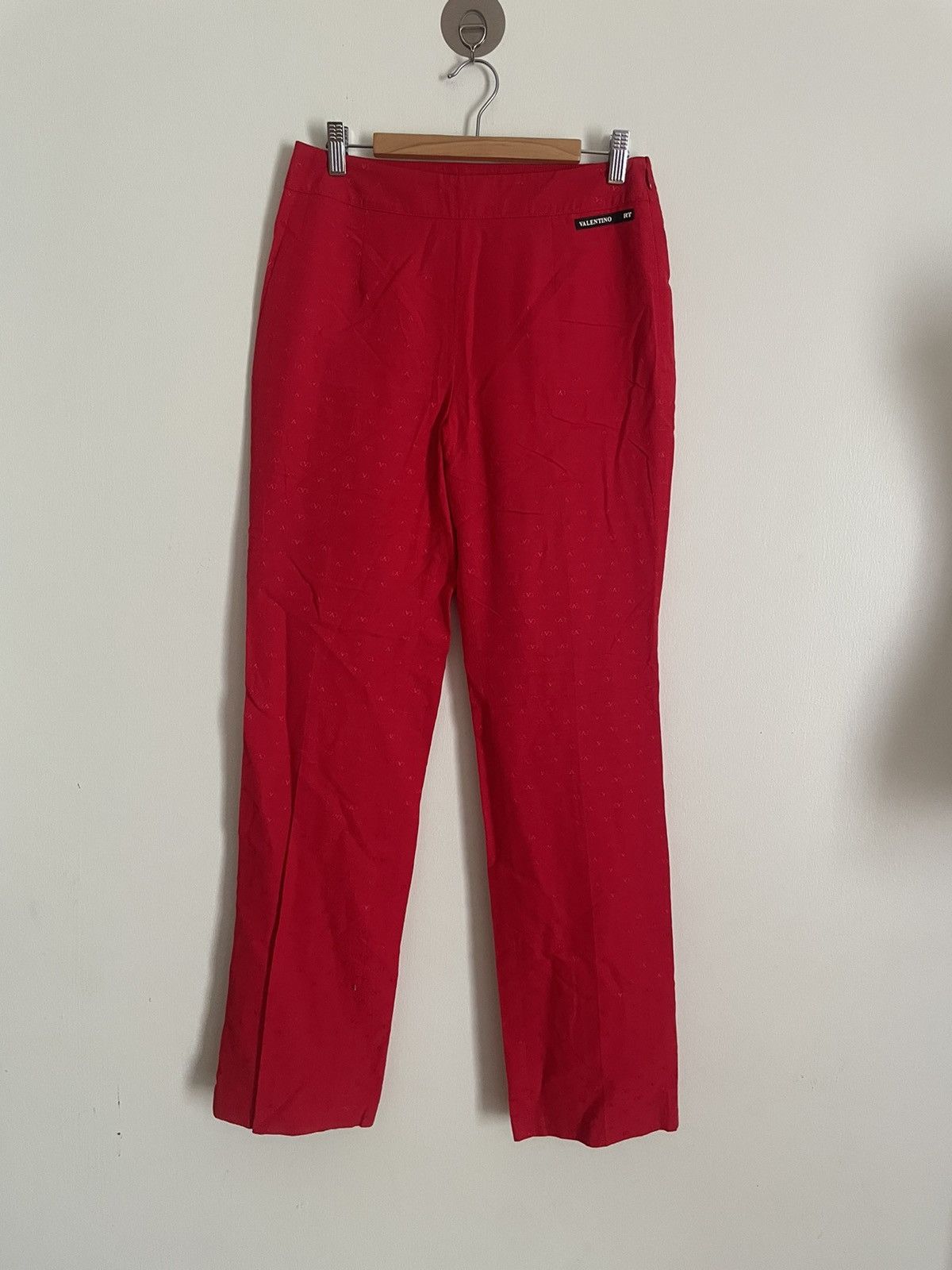 image of Valentino Straight Pants in Red, Women's (Size 29)