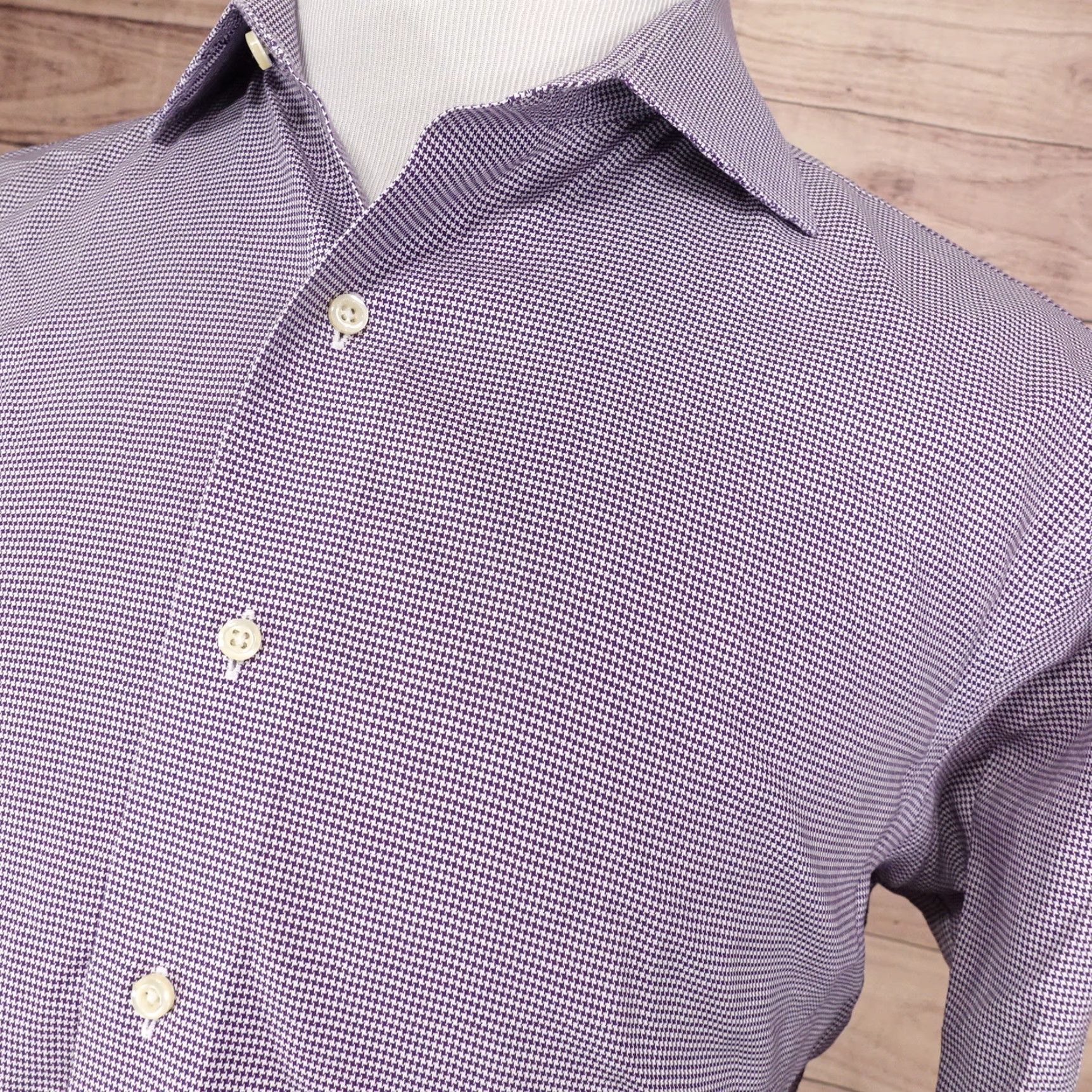 Brooks Brothers Brooks Brothers Regent Non-Iron Purple Houndstooth Dress Shirt Men 16.5 Regular Fit Long Sleeve Business Formal Casual Wedding Size 42R - 2 Thumbnail