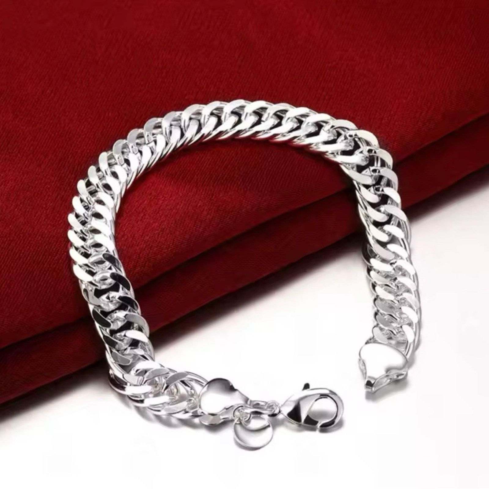 Other Silver Square Buckle 10MM Chain Mens Bracelet 8” inches Size ONE SIZE - 4 Thumbnail