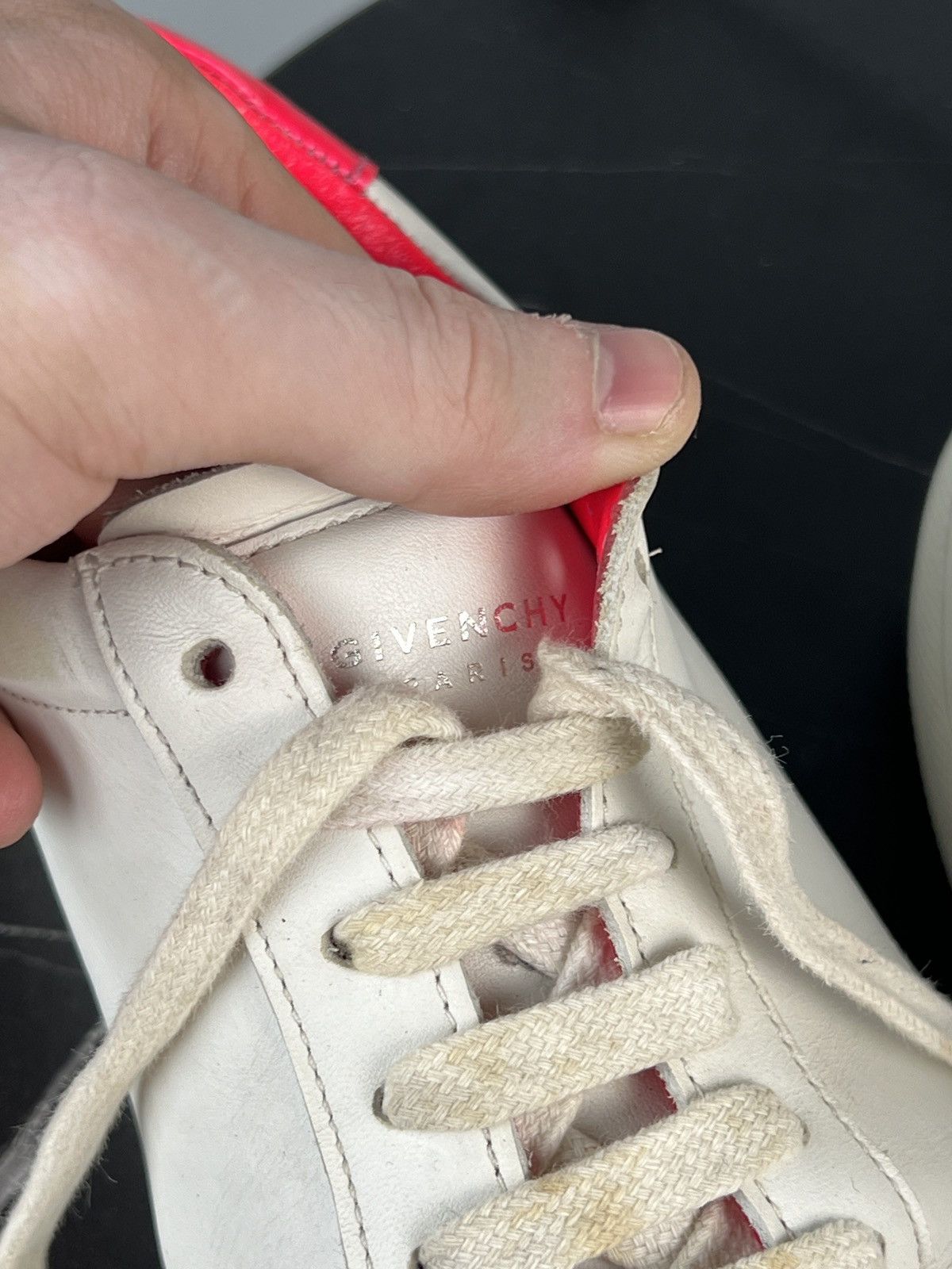 Givenchy Givenchy Paris White Leather Pink Heel Sneakers (Y0492) Size US 7 / IT 37 - 14 Thumbnail