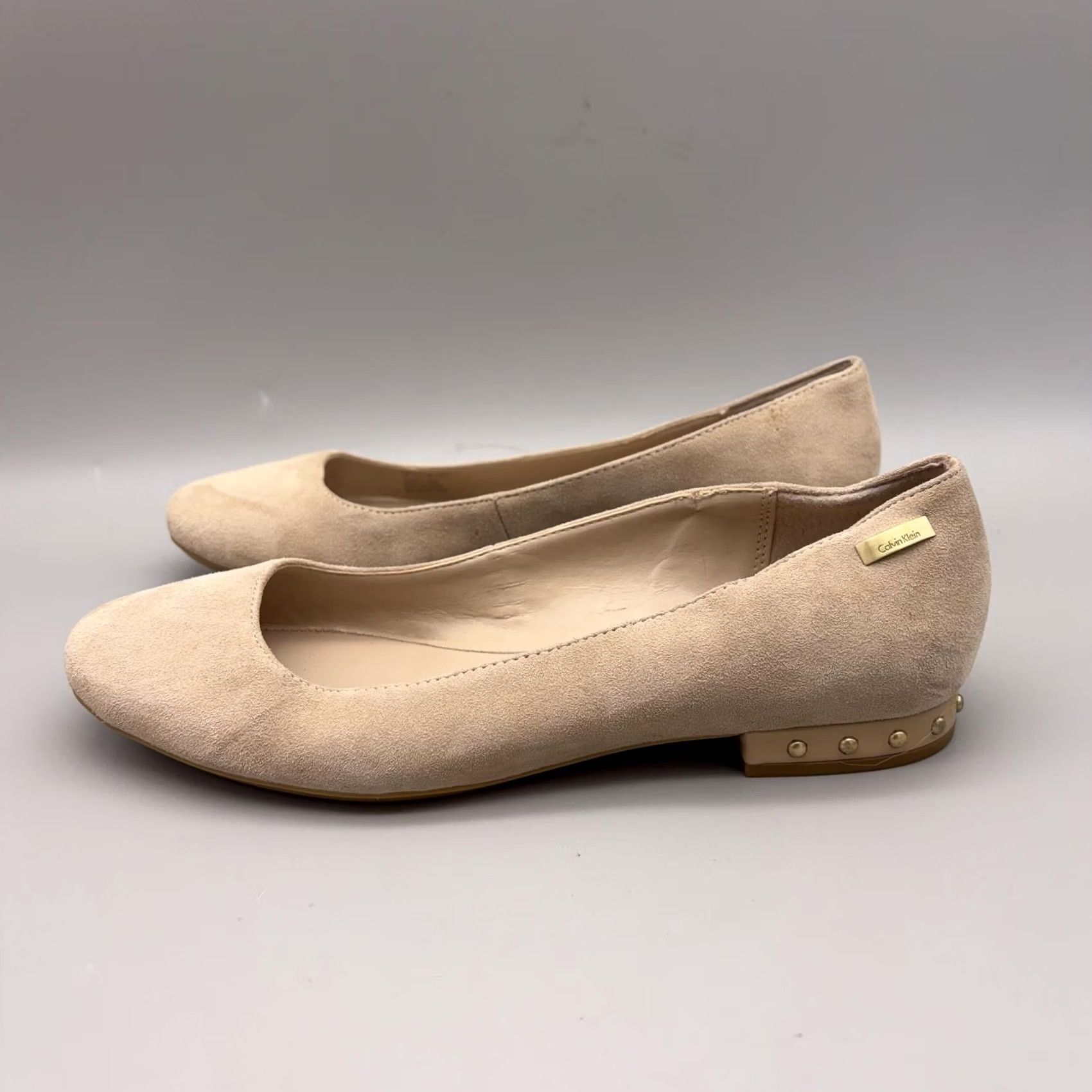 Calvin Klein Calvin Klein Flats Womens Size 7 Beige Suede Ballet Stud Heel Frederica Shoes Size US 7 / IT 37 - 5 Thumbnail