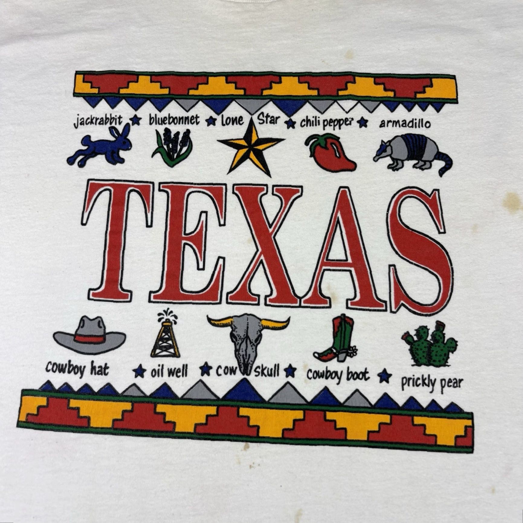 Fruit Of The Loom VINTAGE Texas Art T Shirt White Single Stitch size 3XL 90s USA Size US XXL / EU 58 / 5 - 3 Thumbnail