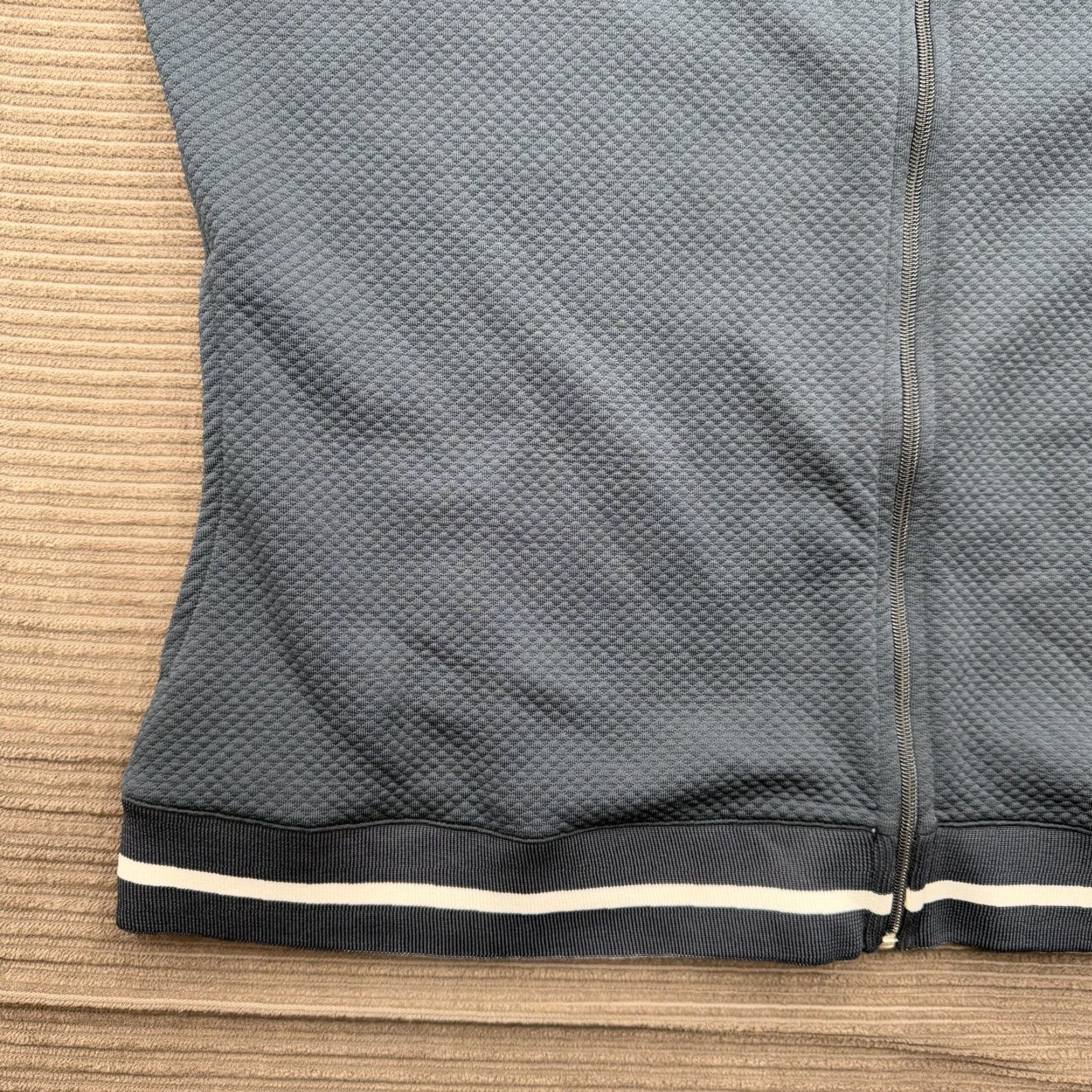Nike Nike Jacket Women's XL Blue Full Zip Textured Bomber Athletic Striped Ribbed Trim Nike Swoosh Size XL / US 12-14 / IT 48-50 - 6 Thumbnail