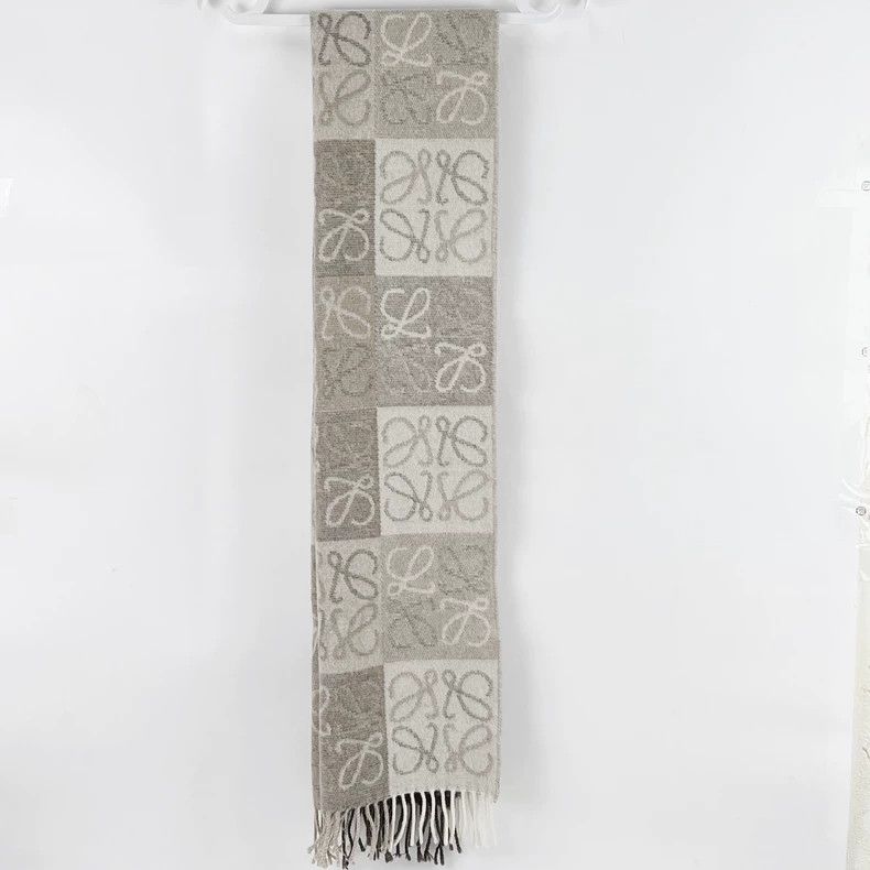 Loewe LOEWE Classic Checkerboard Milk Tea Colored Scarf Size ONE SIZE - 1 Thumbnail