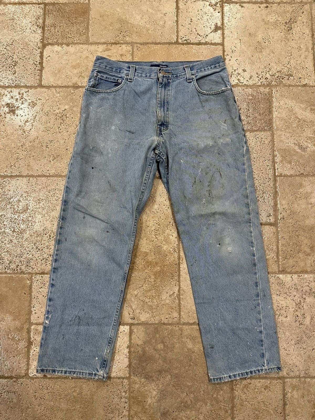 Basic Editions × Vintage Vintage Basic Editions Distressed Painter’s Blue Denim Jeans Size US 34 / EU 50 - 1 Thumbnail