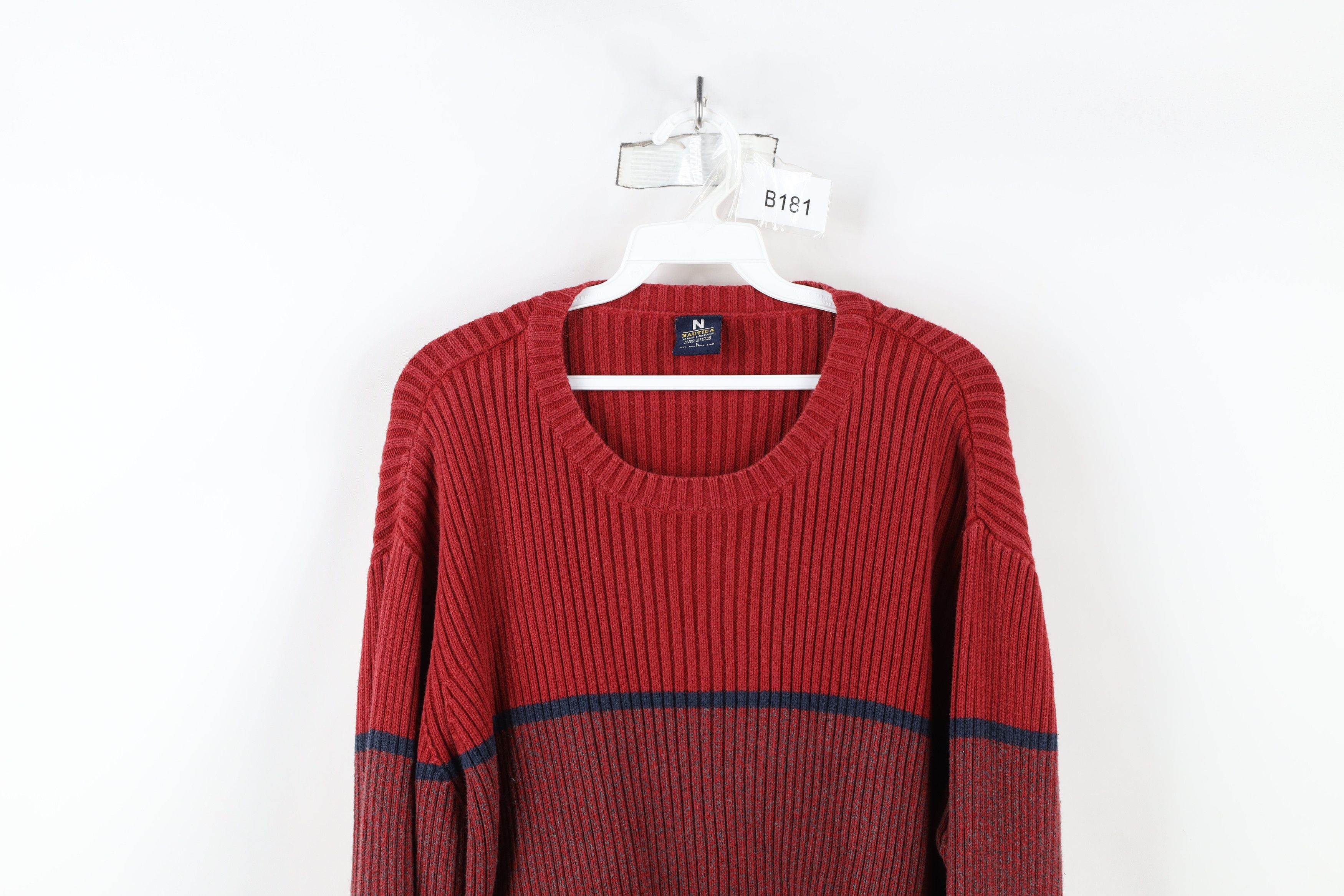 Nautica × Vintage Vintage 90s Nautica Chunky Ribbed Knit Crewneck Sweater Size US L / EU 52-54 / 3 - 2 Thumbnail