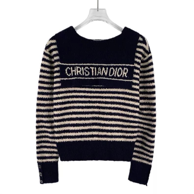 Dior Dior Blue and white striped navy collar cotton slogan logo Size XS / US 0-2 / IT 36-38 - 2 Thumbnail