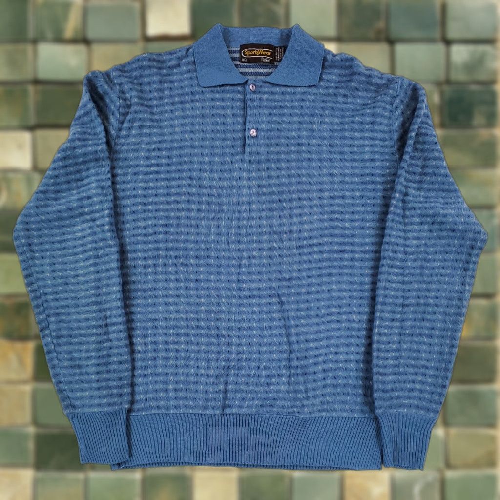 Sears VINTAGE Sears Sportswear Sweater 70s Fuzzy Nirvana Blue Snowflake Pattern Mens XL Size US XL / EU 56 / 4 - 1 Thumbnail