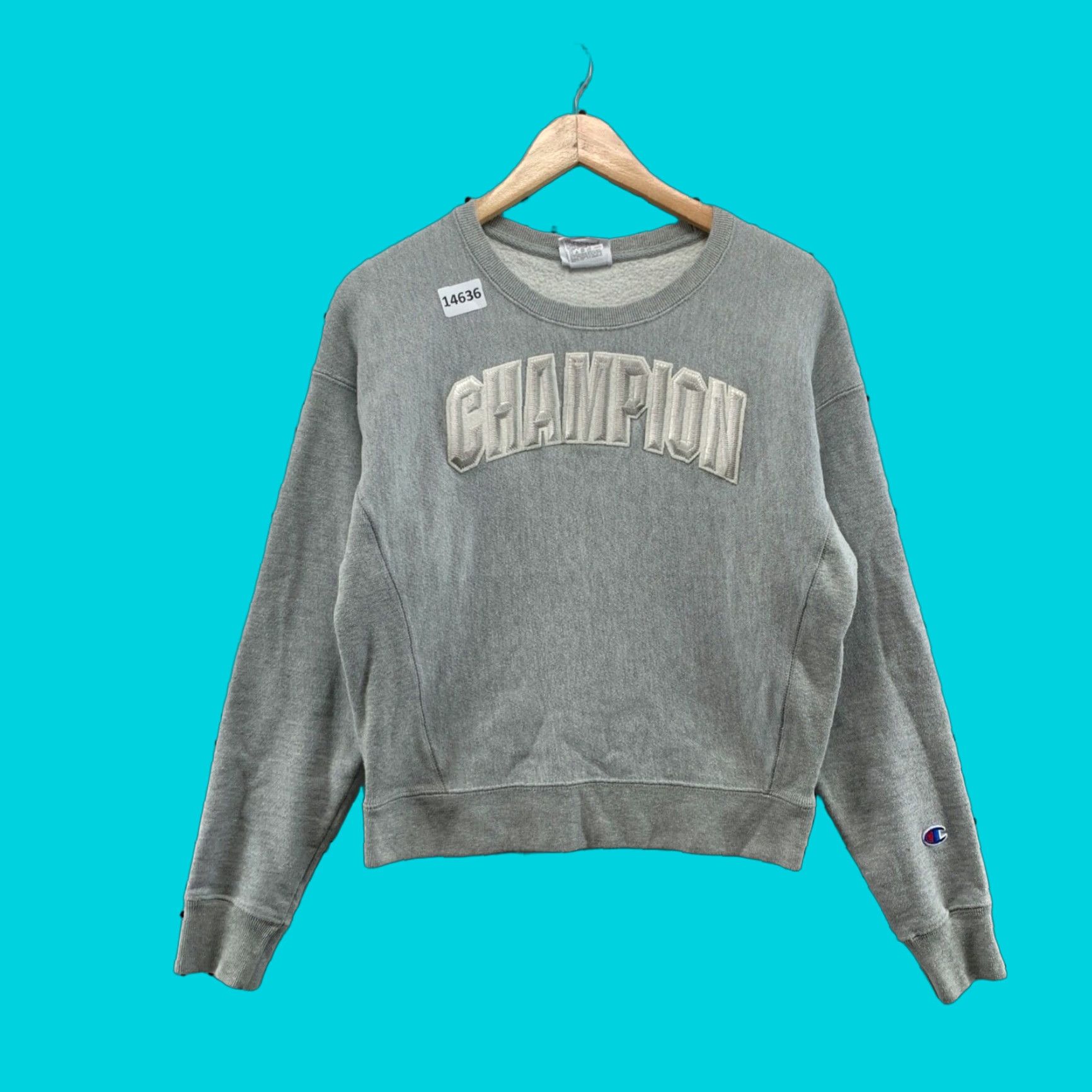 Champion Champion Sweatshirt Women Small Gray Embroidered Spellout Reverse Weave Pullover Size S / US 4 / IT 40 - 1 Thumbnail