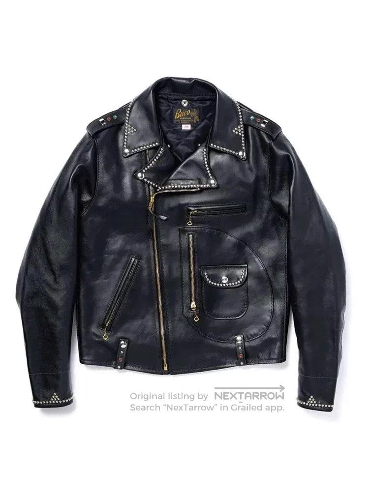 The Real McCoys Willow nails horseskin motorcycle leather