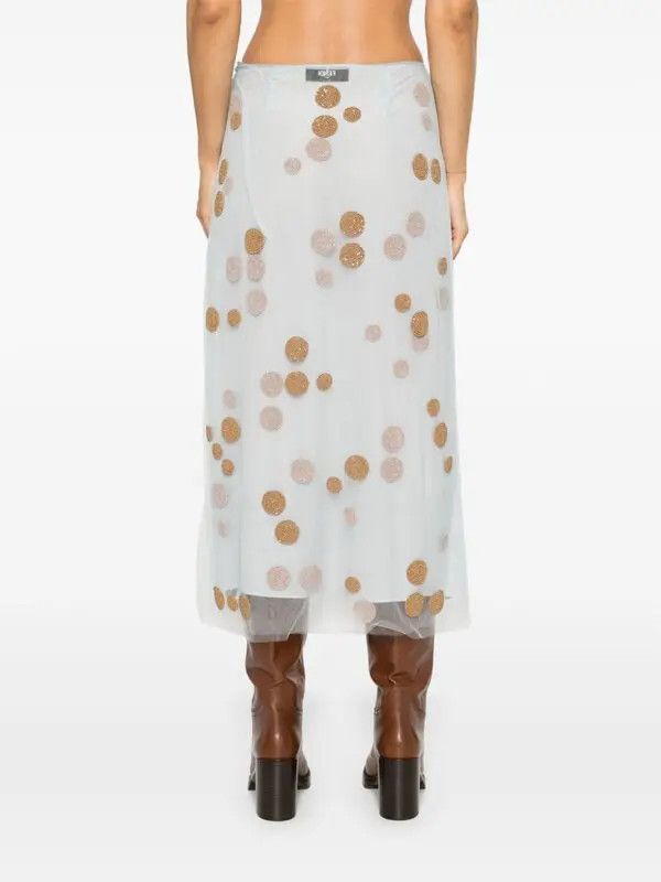 Fendi o1loc1c0126 Embroidered Midi Skirt in Clear Blue Size 26" / US 2 / IT 38 - 3 Thumbnail