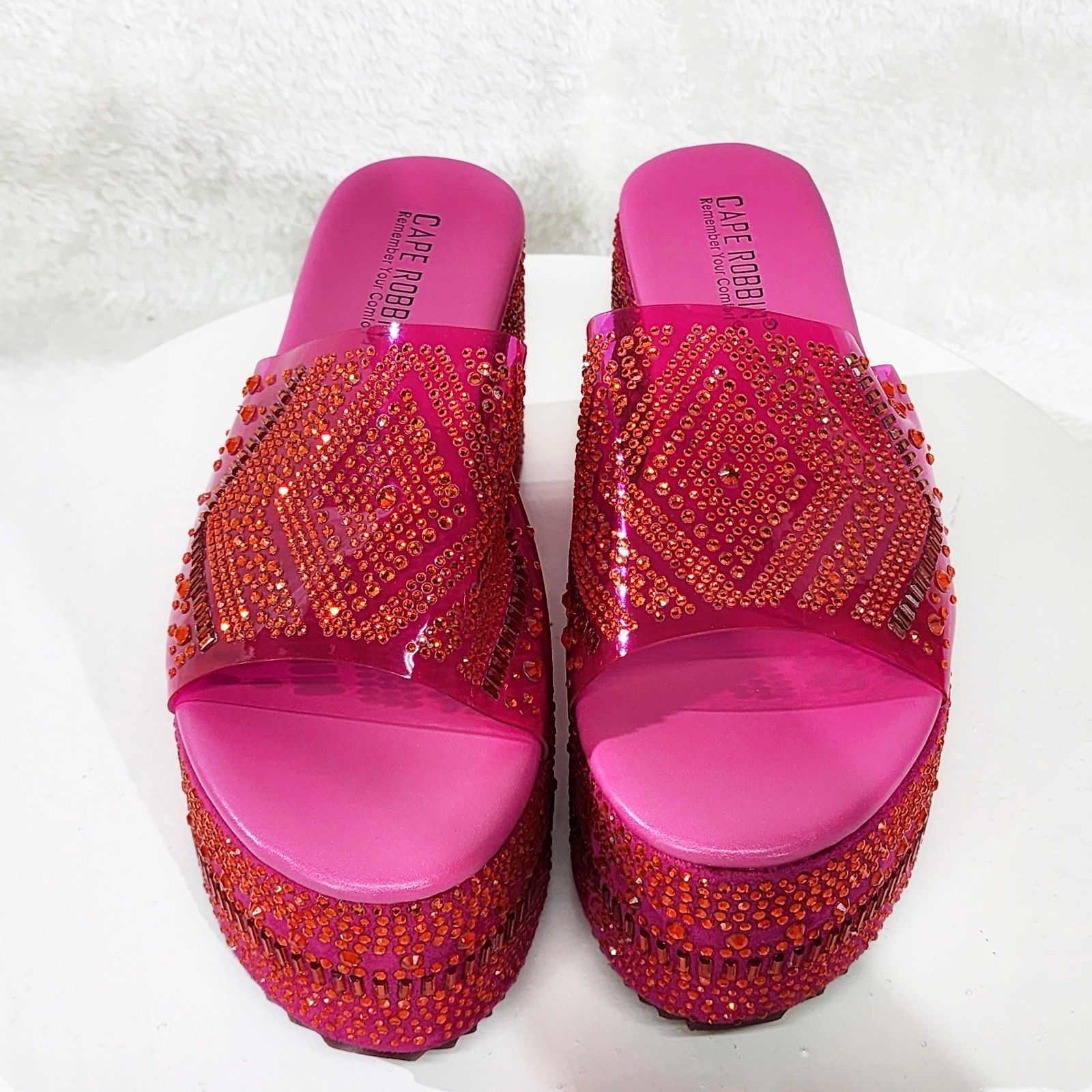 Other Dazzle Hot Pink Slip On 3" Platform Sparkling Rhinestone Fla Size US 10 / IT 40 - 4 Thumbnail