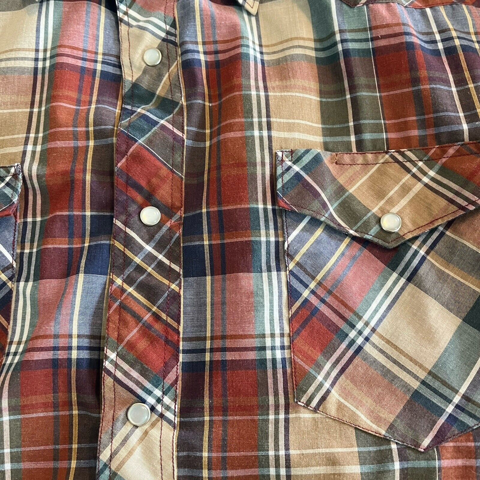 Wrangler Vintage Wrangler Plaid Pearl Snap Button Up X-Long Tails Size US XXL / EU 58 / 5 - 8 Thumbnail