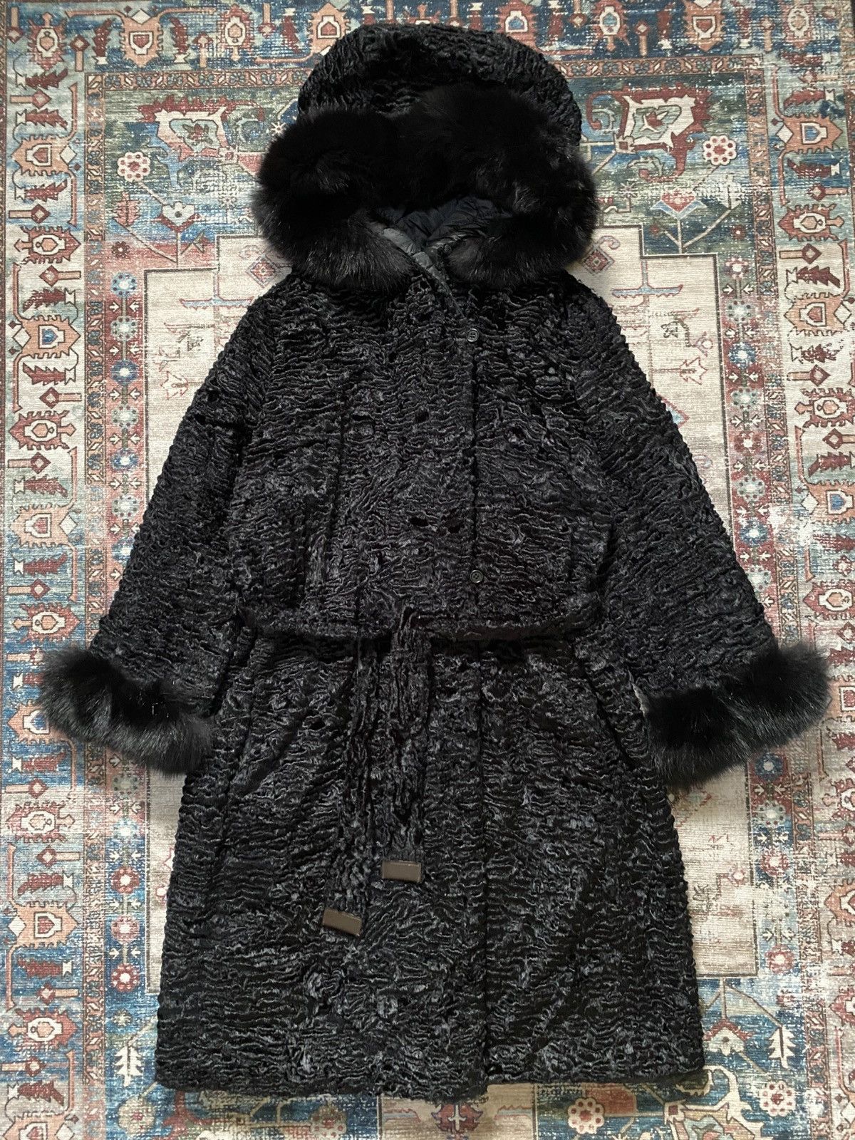 Max Mara Max Mara Karakul Black Fur Coat Reversible Size XS / US 0-2 / IT 36-38 - 1 Thumbnail