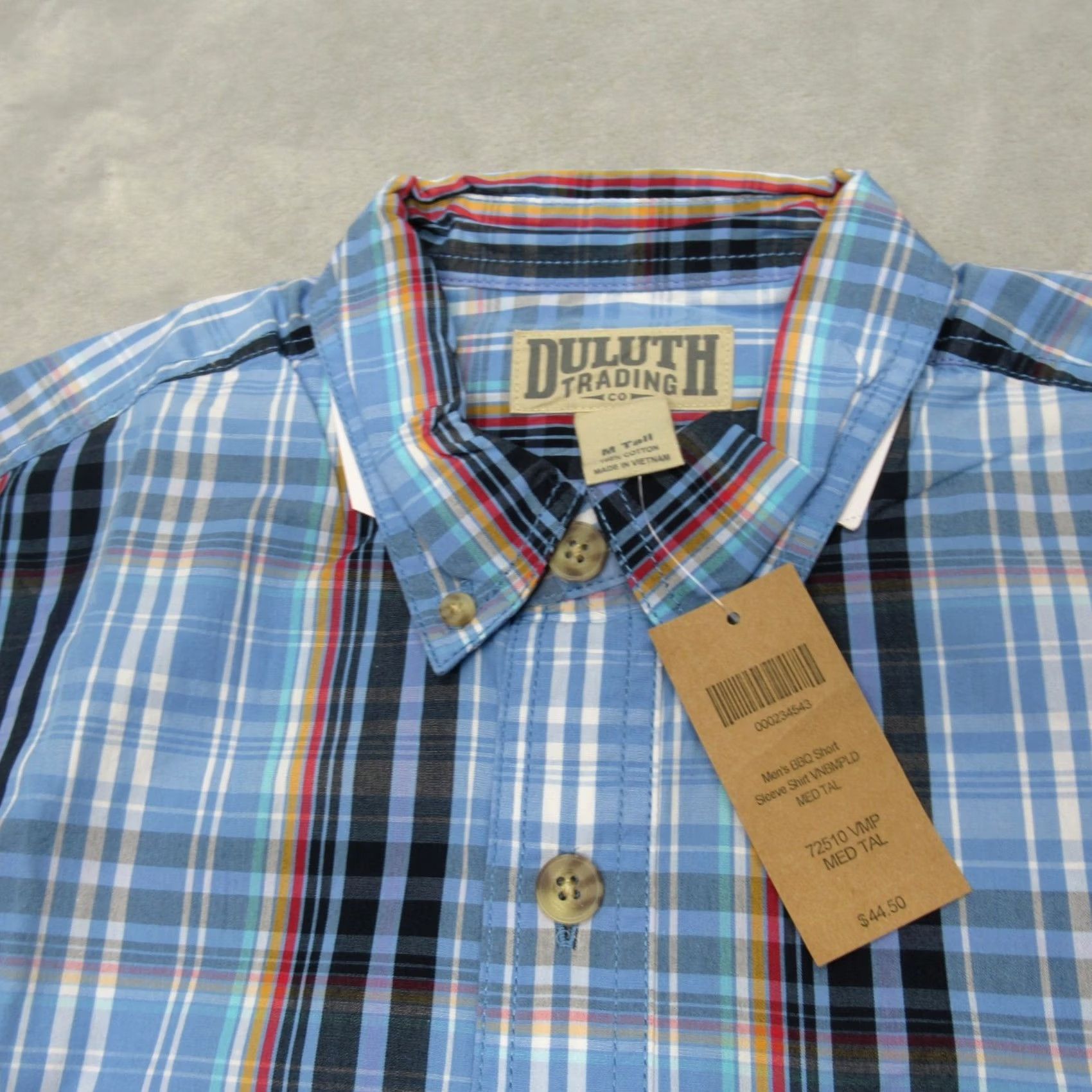 Vintage Duluth Trading Shirt Mens Tall M Blue Plaid Cotton Short Sleeve Button-Up Relaxed Fit Pocket Size US M / EU 48-50 / 2 - 7 Thumbnail