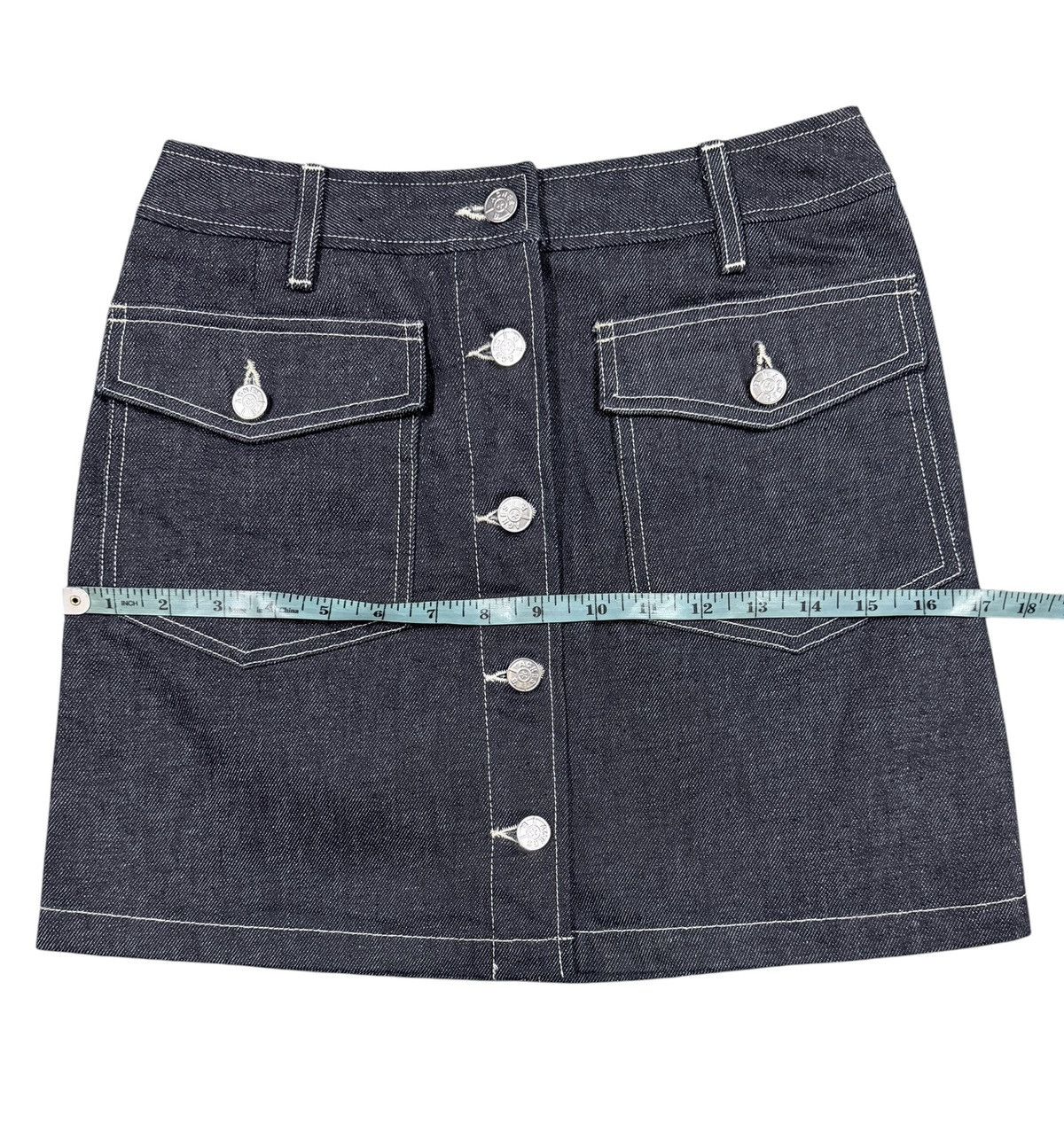 agnes b. Vtg🔥agnes.b Raw Indigo denim Mini Skirt Made In France Size 25" / US 0 / IT 36 - 20 Thumbnail