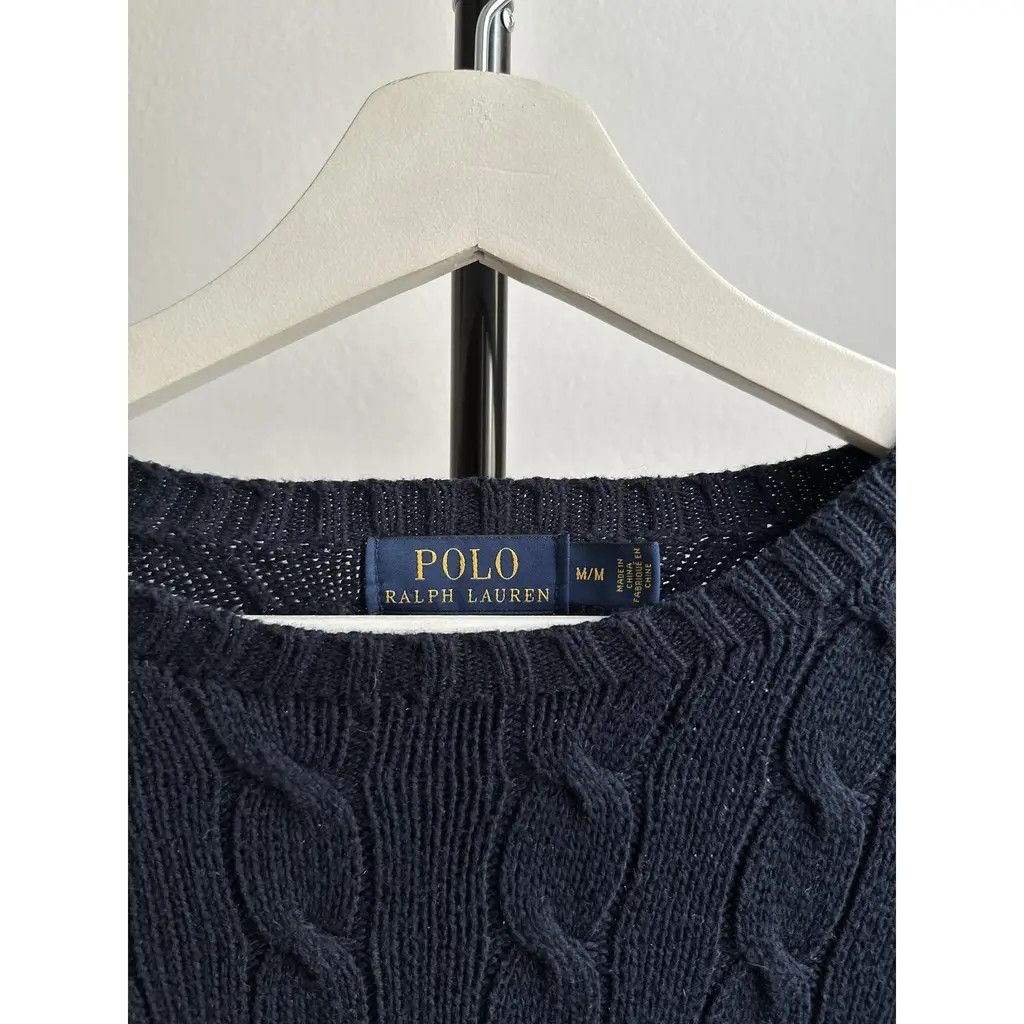 Polo Ralph Lauren Polo Ralph Lauren Cable Knit Sweater Navy Red Pony M Size US M / EU 48-50 / 2 - 2 Thumbnail