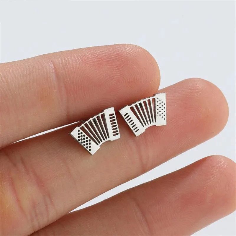 Jewelry Accordion Mini Stud Earrings Charm Earring Gift Size ONE SIZE - 1 Thumbnail