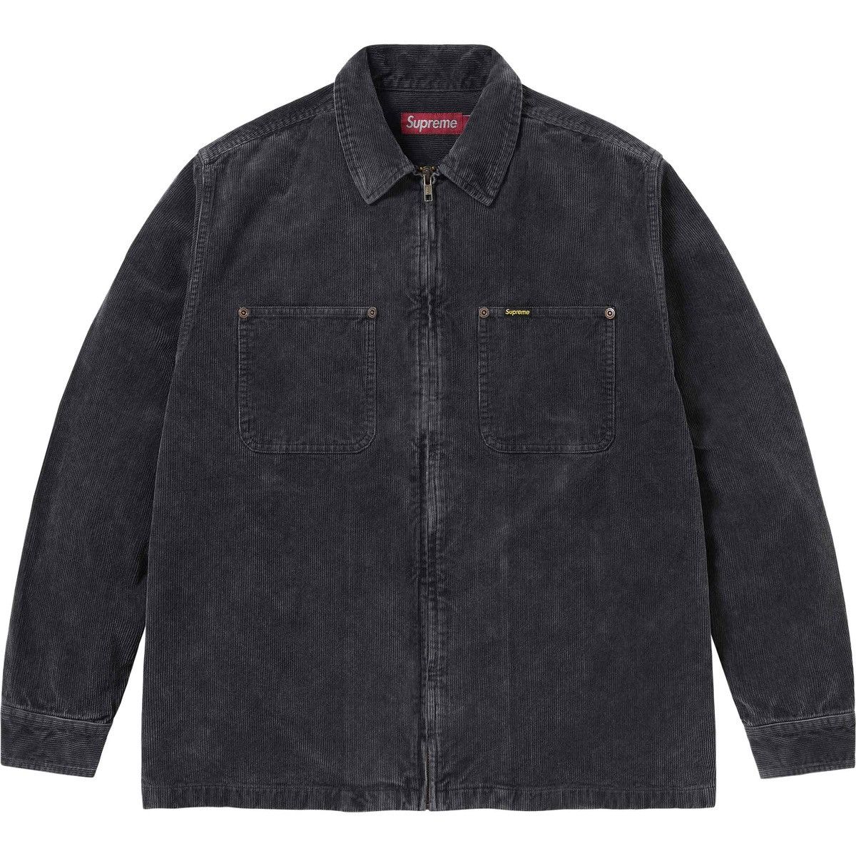 Supreme Supreme Washed Corduroy Zip Up Shirt Size XL Black SS24 | Grailed