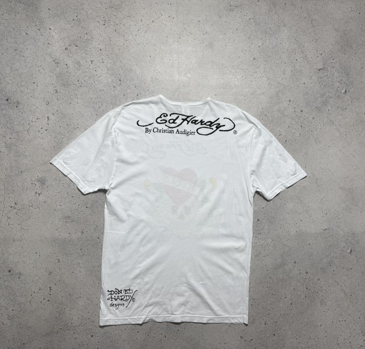Ed Hardy Ed Hardy By Christian Audigier Vintage White T-Shirt Size US L / EU 52-54 / 3 - 11 Thumbnail